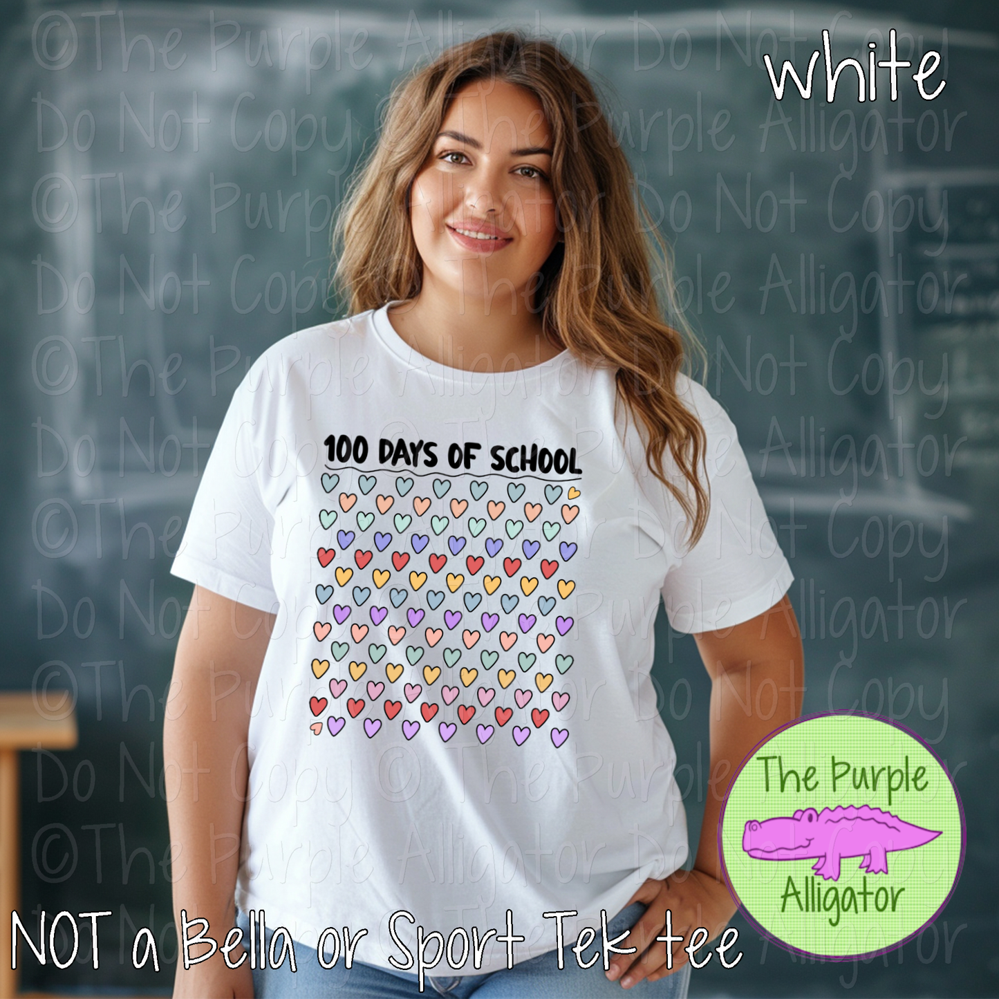 100 Days of School Colorful Hearts Shirt - Rainbow Heart Tee - School Celebration 0125 CS