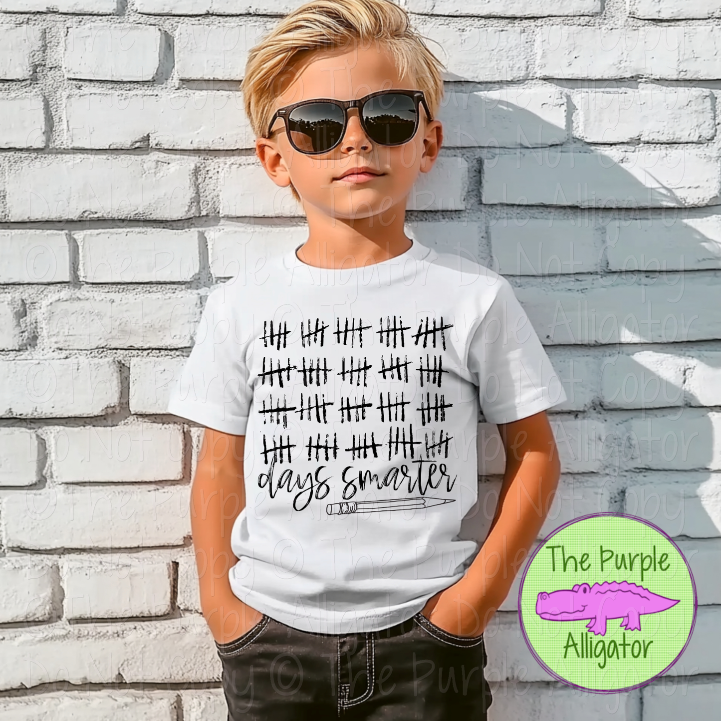 100 Tally Marks Days Smarter Shirt - Milestone School Tee - Pencil Design 1024 HMD