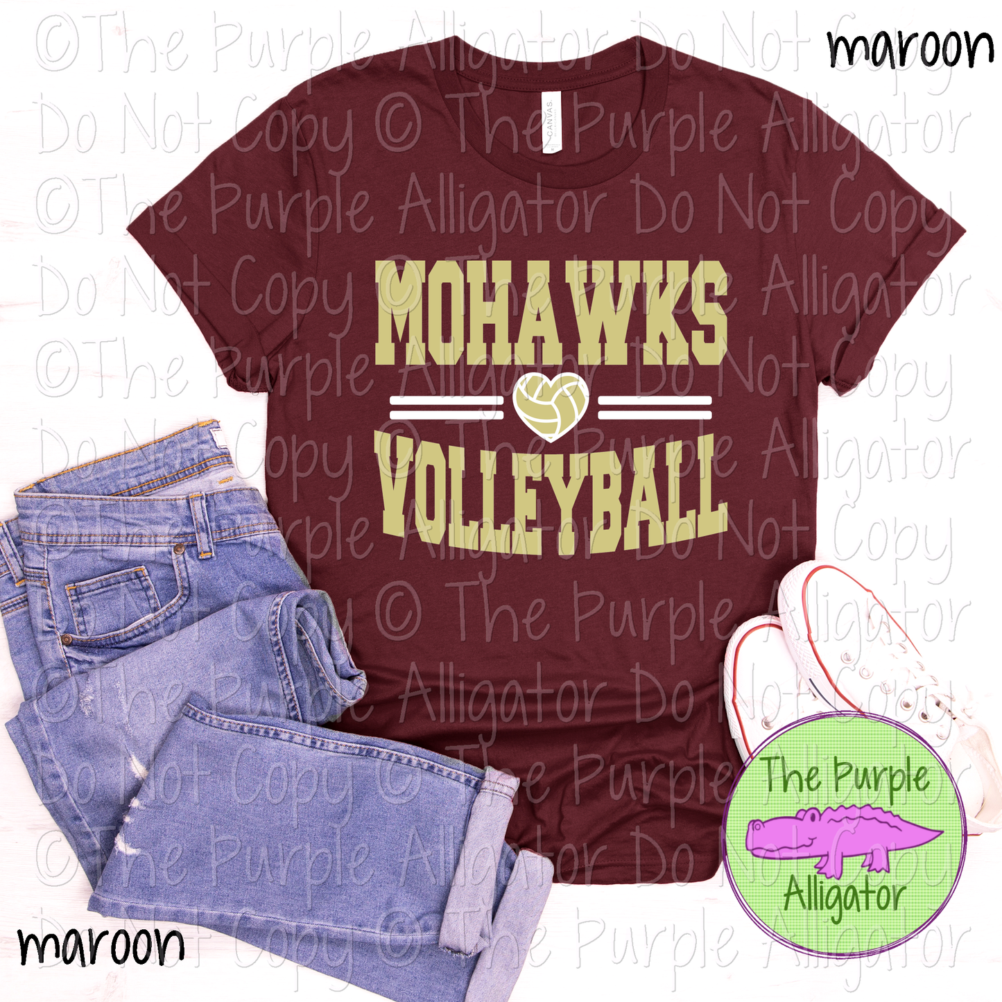 Mohawks Volleyball Heart SC20 Mascot School Spirit Wear Team Swag - CHOOSE YOUR DESIGN COLORS - 0625 (d2f TPA)
