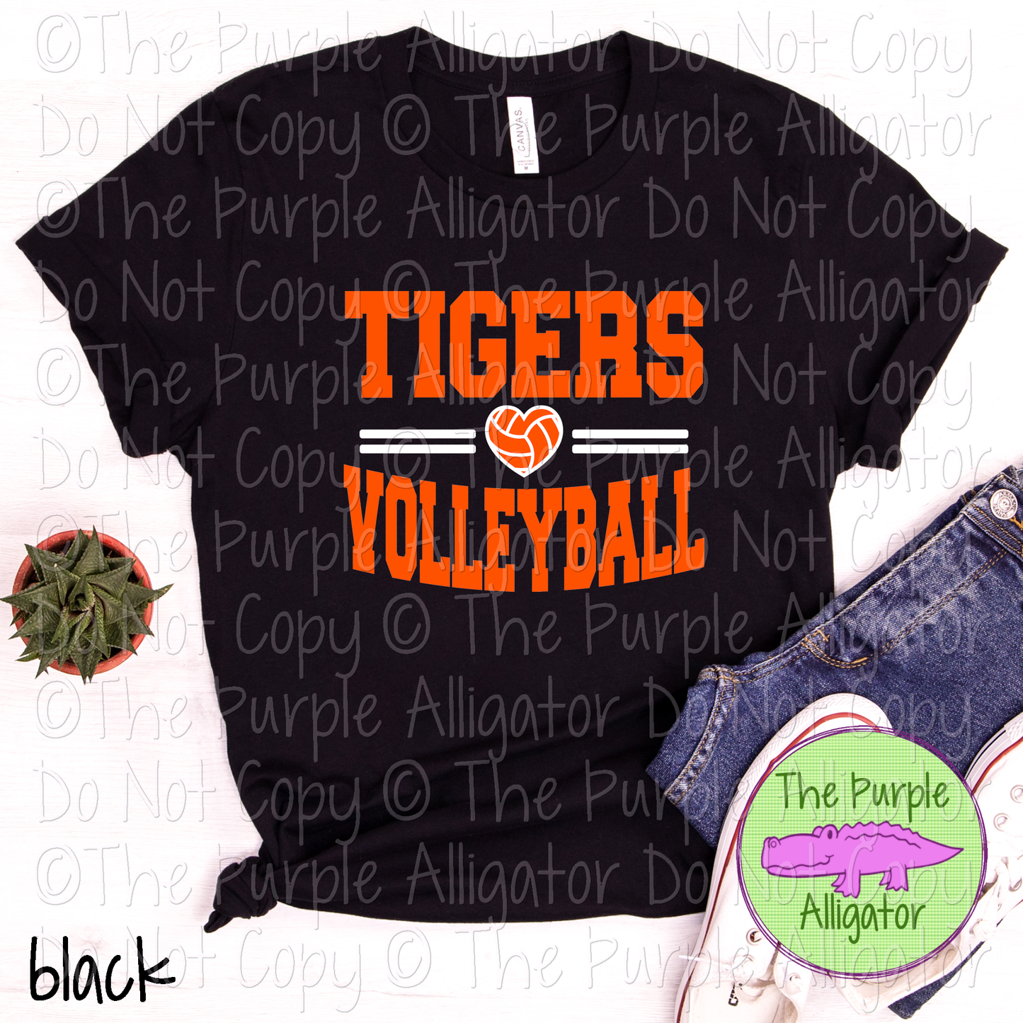 Tigers Volleyball Heart SC20 Mascot School Spirit Wear Team Swag - CHOOSE YOUR DESIGN COLORS - 0625 (d2f TPA)