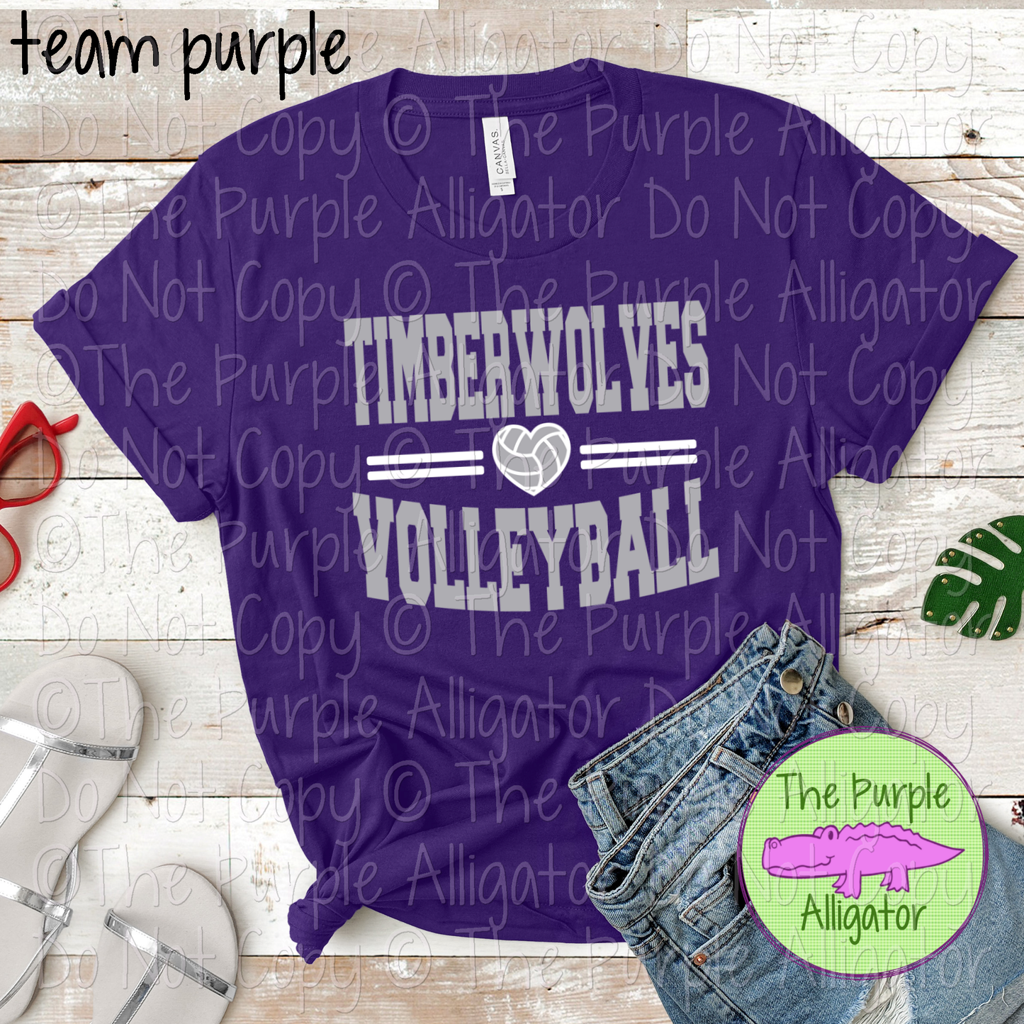 Timberwolves Volleyball Heart SC20 Mascot School Spirit Wear Team Swag - CHOOSE YOUR DESIGN COLORS - 0625 (d2f TPA)