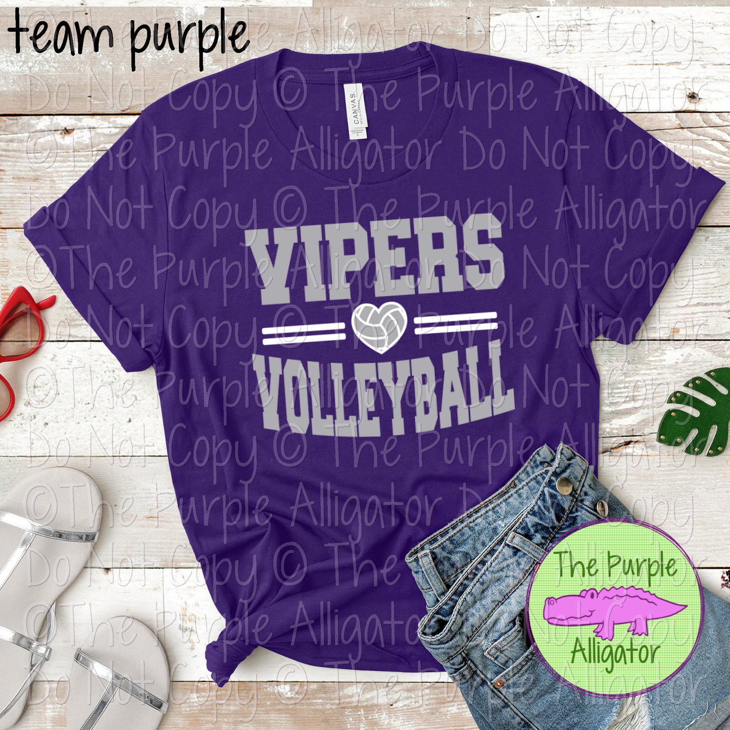 Vipers Volleyball Heart SC20 Mascot School Spirit Wear Team Swag - CHOOSE YOUR DESIGN COLORS - 0625 (d2f TPA)