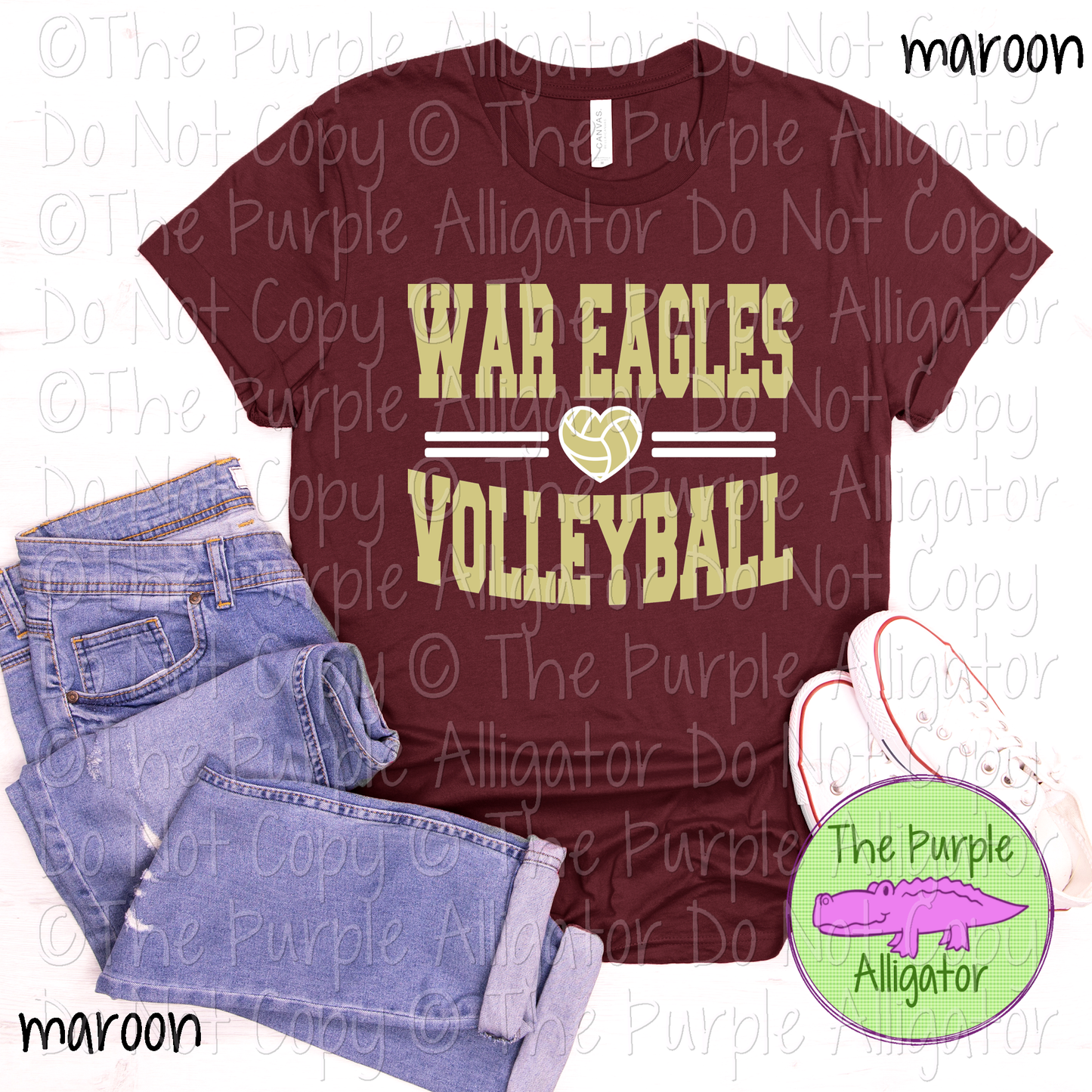 War Eagles Volleyball Heart SC20 Mascot School Spirit Wear Team Swag - CHOOSE YOUR DESIGN COLORS - 0625 (d2f TPA)