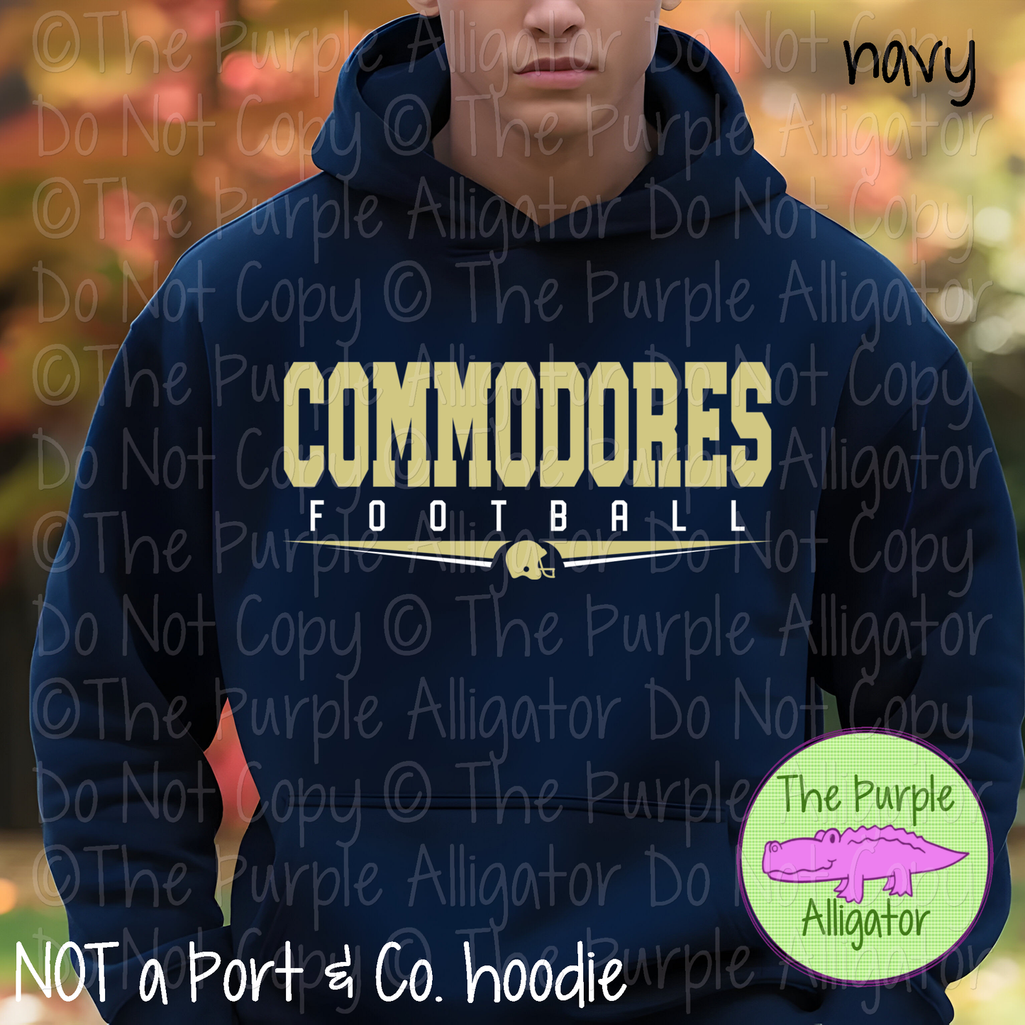 Commodores Football SC37 School Mascot Spirit Wear Design | Custom Team Apparel - CHOOSE YOUR DESIGN COLOR - 0725 (d2f TPA)