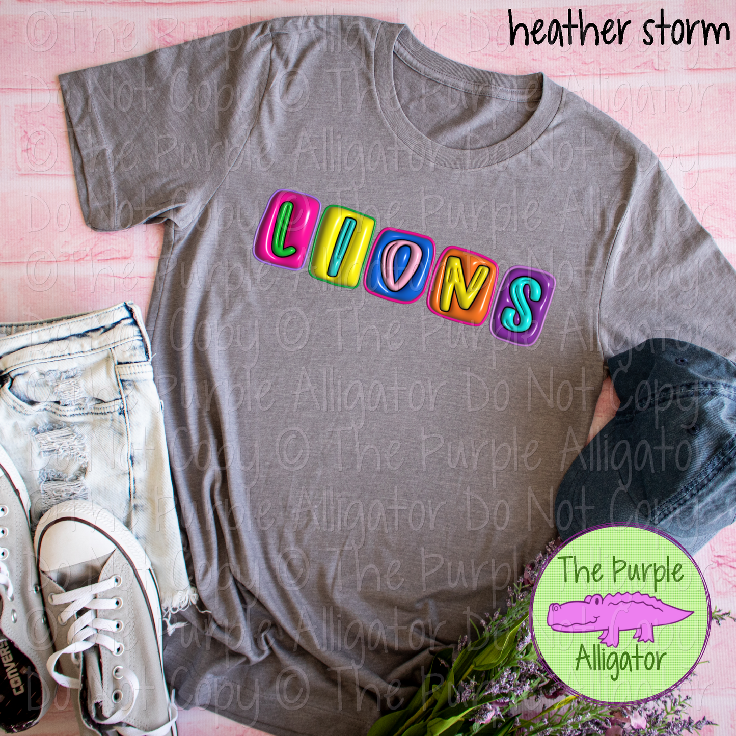 Lions 3D Puff Mascot Puffy-Look Spirit Wear 1224 (d2f TPA)