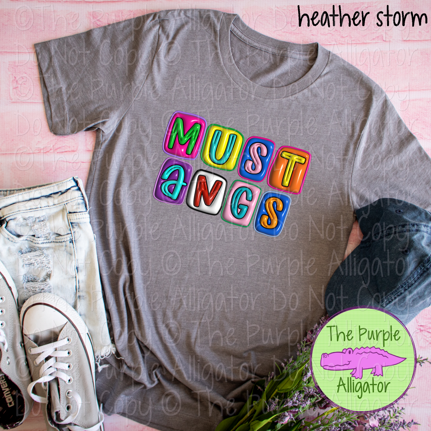 Mustangs 3D Puff Mascot Puffy-Look Spirit Wear 1224 TPA