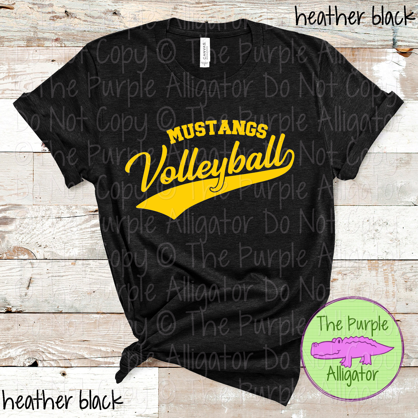 Mustangs Volleyball Swash SC40 School Mascot Spirit Wear Design | Custom Team Apparel - CHOOSE YOUR DESIGN COLOR - 0725 (d2f TPA)