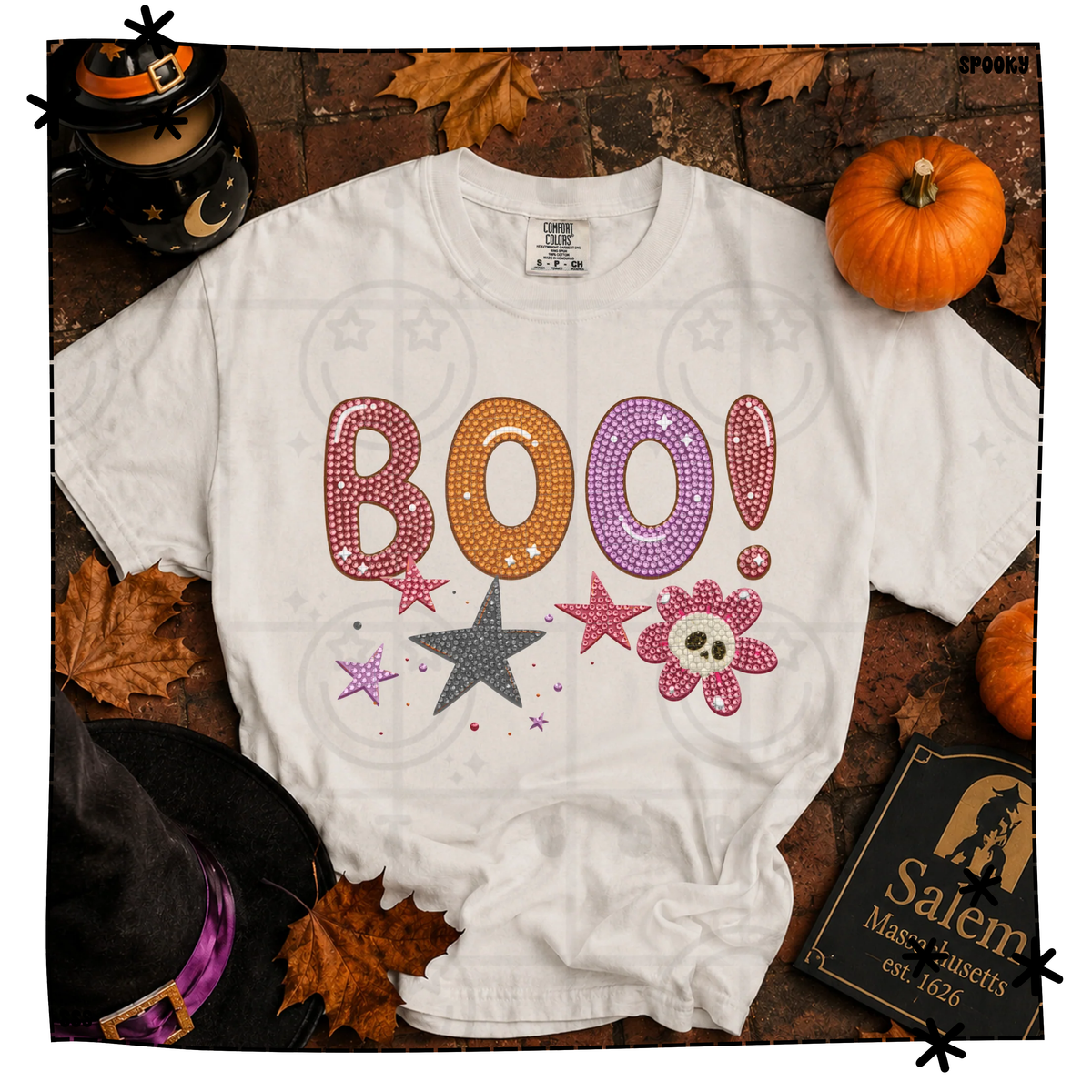 Boo! Faux Rhinestones With Skull Flower And Stars WEEKLY DROP