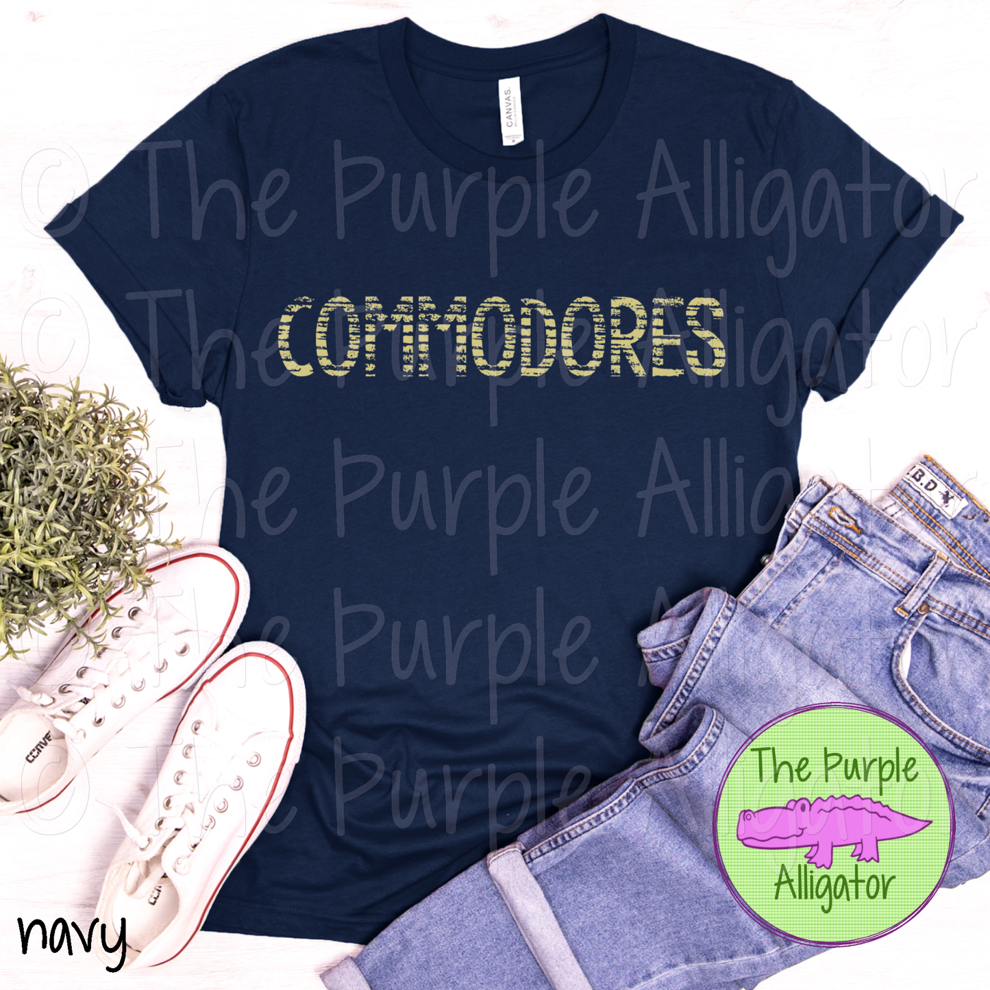 Commodores Grunge Stripe Mascot School Spirit - CHOOSE YOUR TEXT COLOR (d2f TPA)