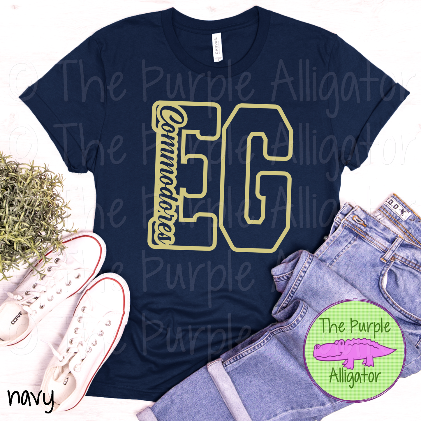 Eau Gallie EG Commodores Mascot School Spirit - CHOOSE YOUR DESIGN COLOR (d2f TPA)