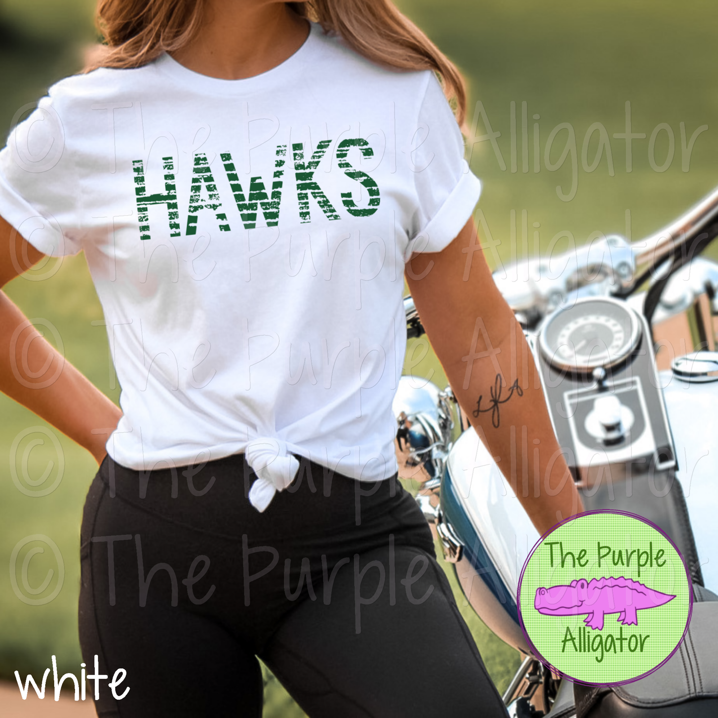 Hawks Grunge Stripe Mascot School Spirit - CHOOSE YOUR TEXT COLOR (d2f TPA)