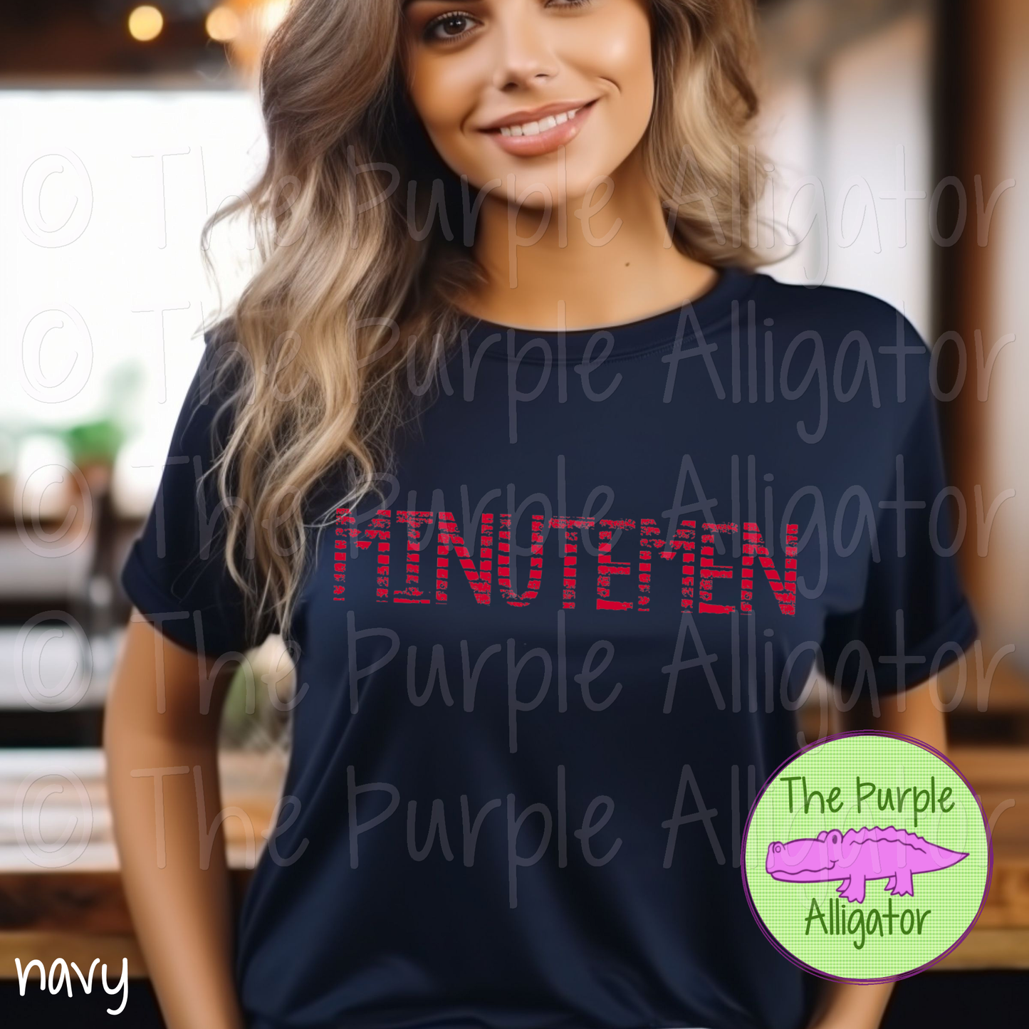 Minutemen Grunge Stripe Mascot School Spirit - CHOOSE YOUR TEXT COLOR (d2f TPA)