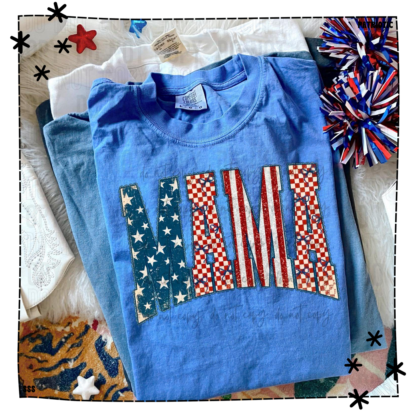Mama Flag Star Checker Bow Stripes WEEKLY DROP