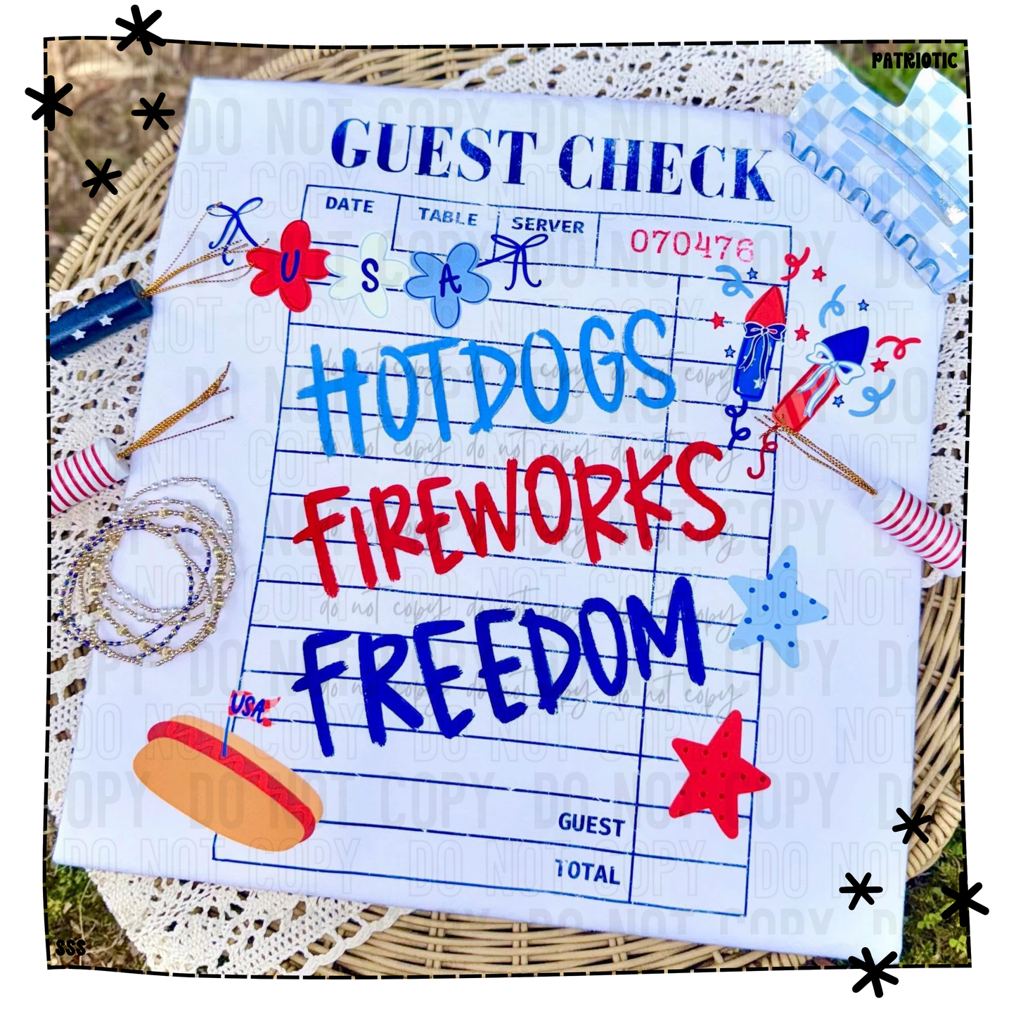 Patriotic Guest Check Fireworks WEEKLY DROP
