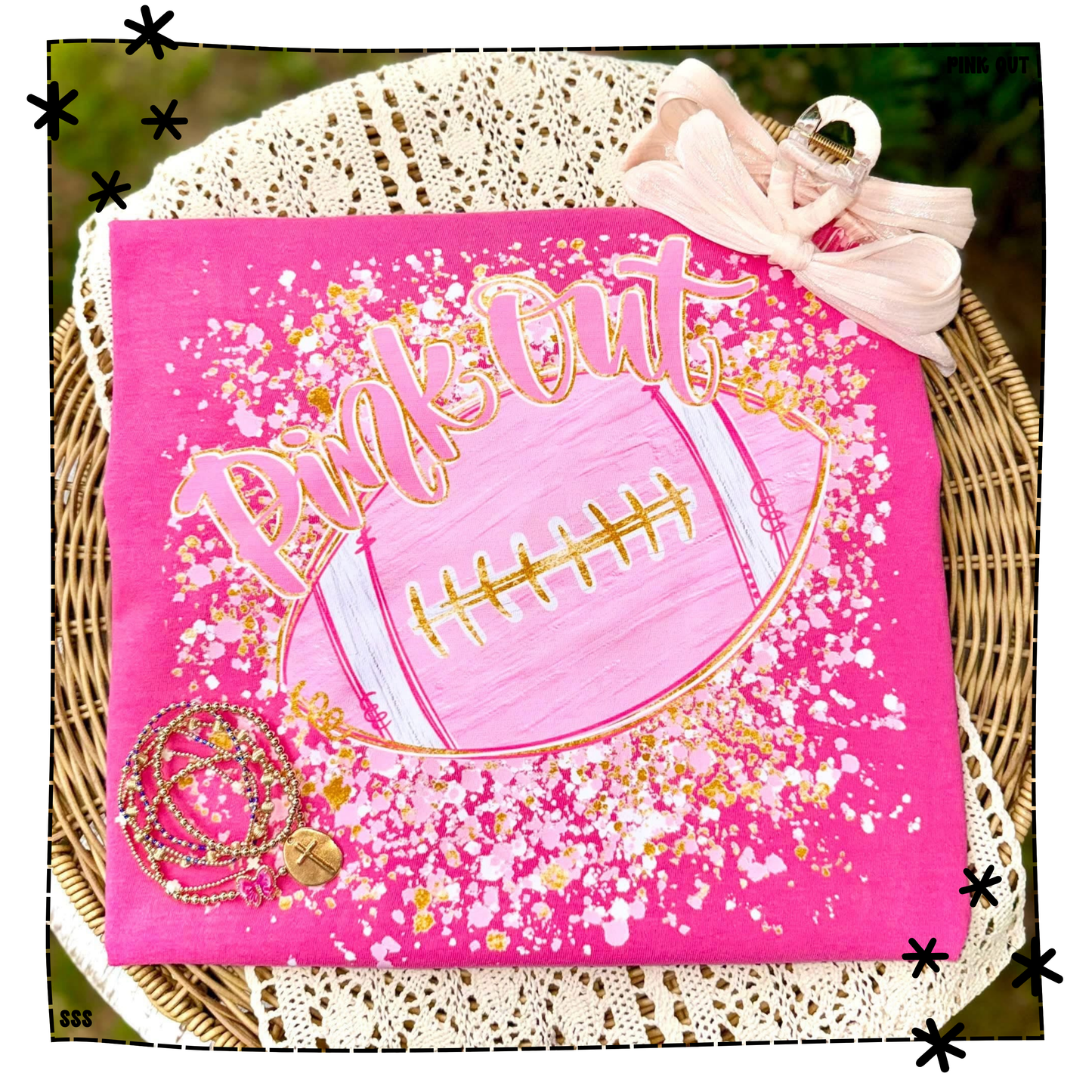 Pink Football Gold White Splatter WEEKLY DROP