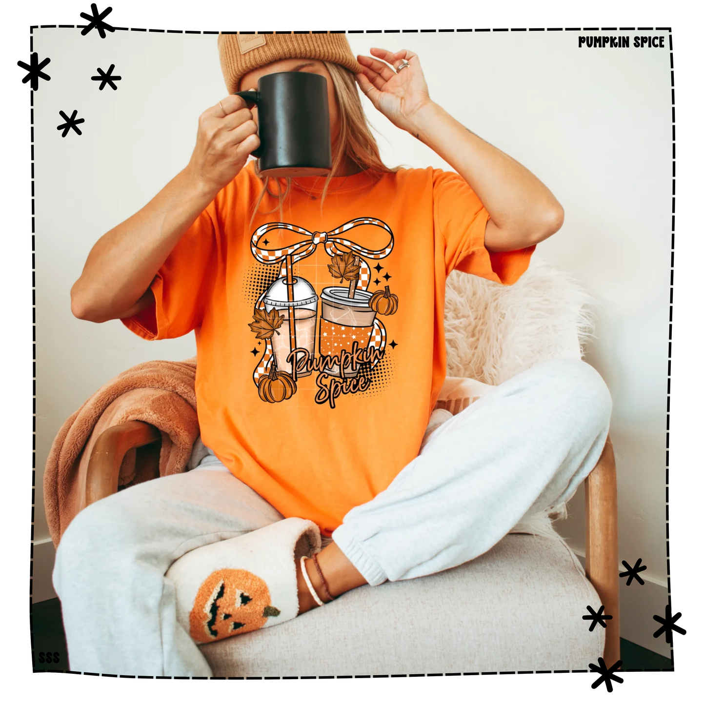 Pumpkin Spice Coffee Checker Bow - WEEKLY DROP