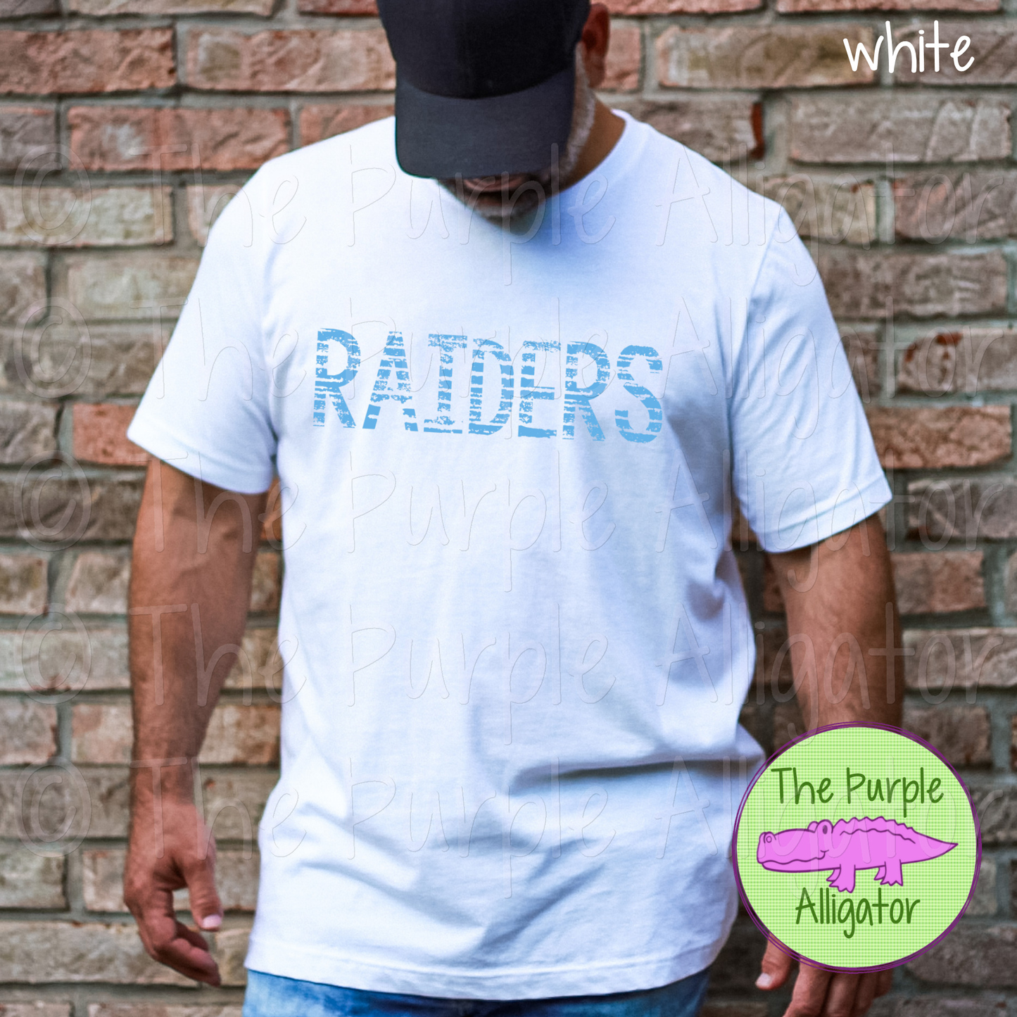 Raiders Grunge Stripe Mascot School Spirit - CHOOSE YOUR TEXT COLOR (d2f TPA)