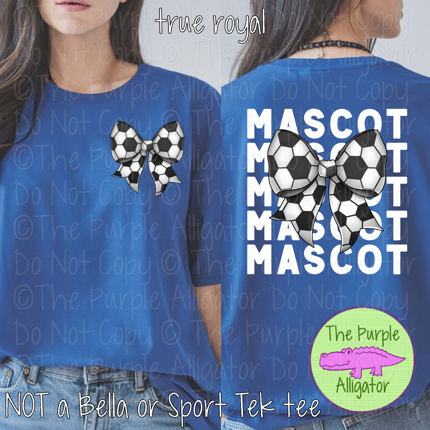 YOUR MASCOT Stack Soccer Bow Front Back Mascot School Spirit Shirt Soccer Team Apparel Game Day Fan Wear 0525 TPA