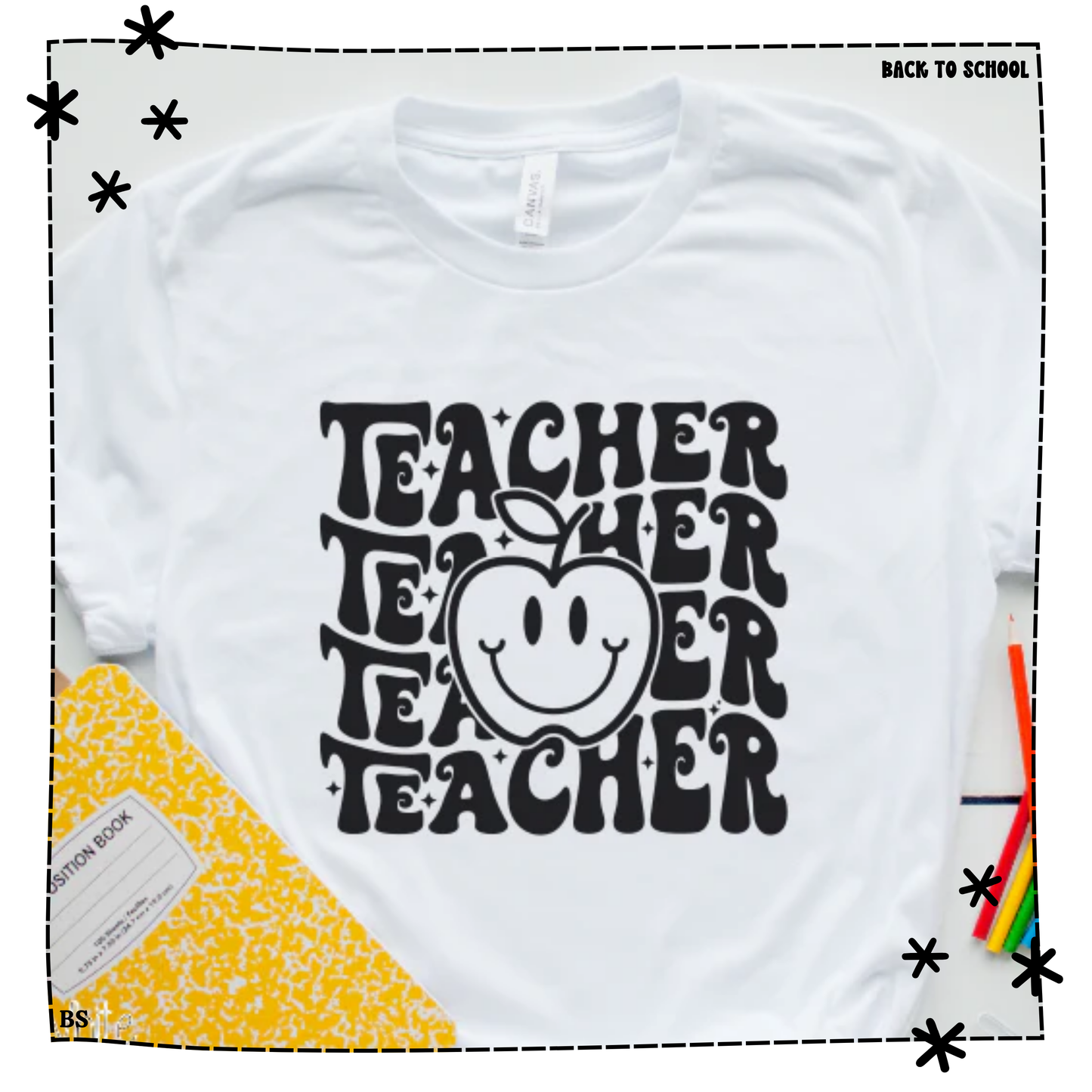 Stacked Teacher Apple Smile WEEKLY DROP