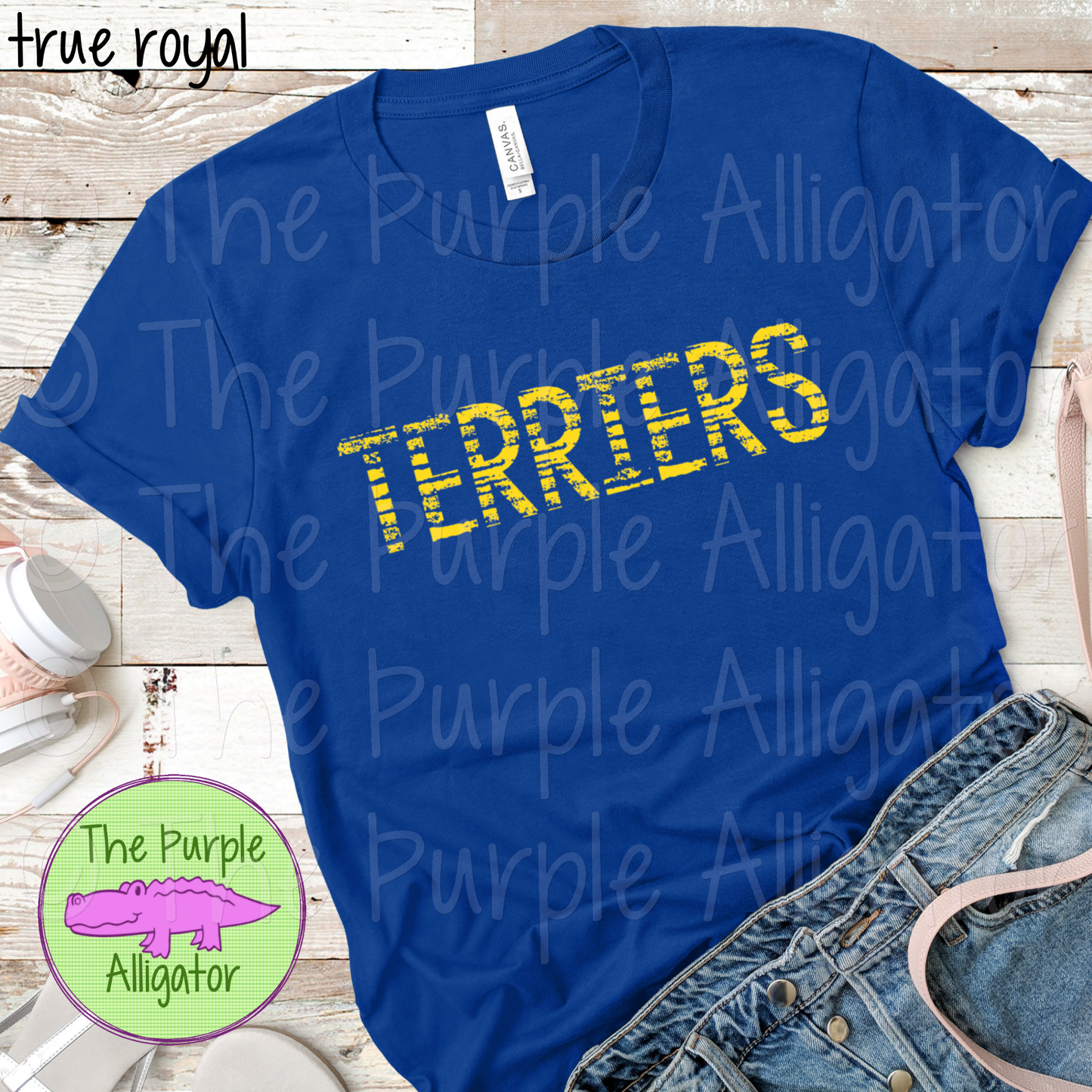 Terriers Grunge Stripe Mascot School Spirit - CHOOSE YOUR TEXT COLOR (d2f TPA)