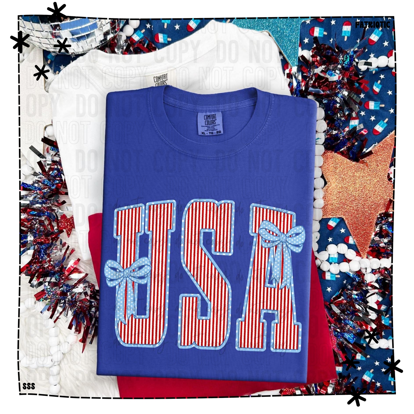 USA Red Stripes Blue Bow WEEKLY DROP