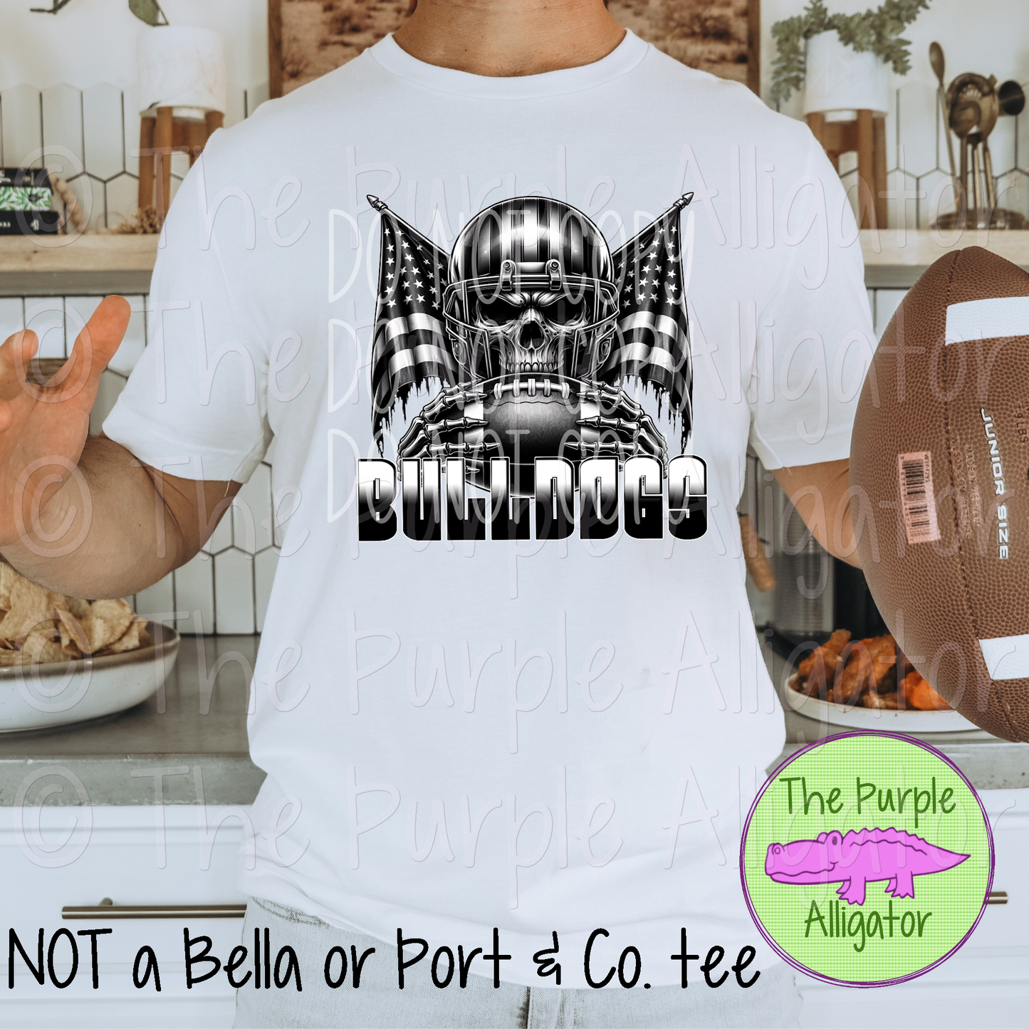 Flags Skull Football Bulldogs Mascot School Spirit (d2f PHDC)
