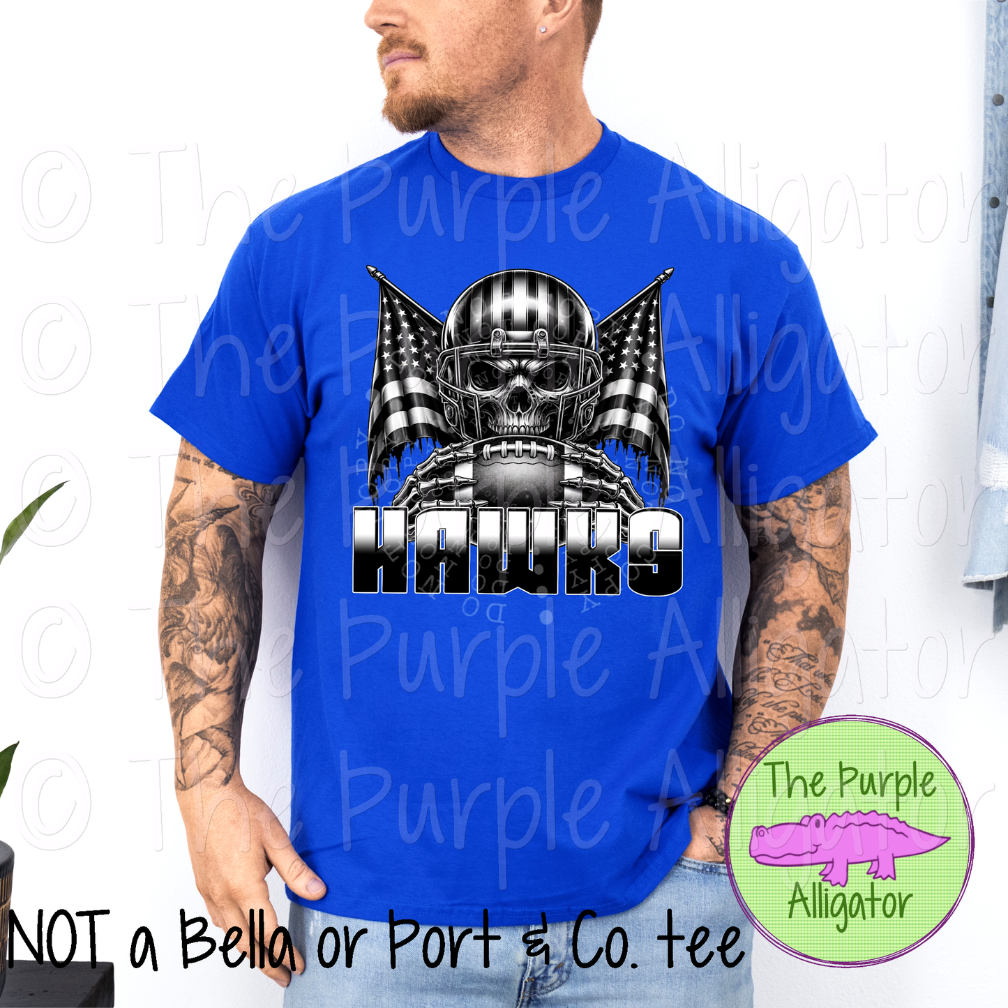 Flags Skull Football Hawks Mascot School Spirit (d2f PHDC)