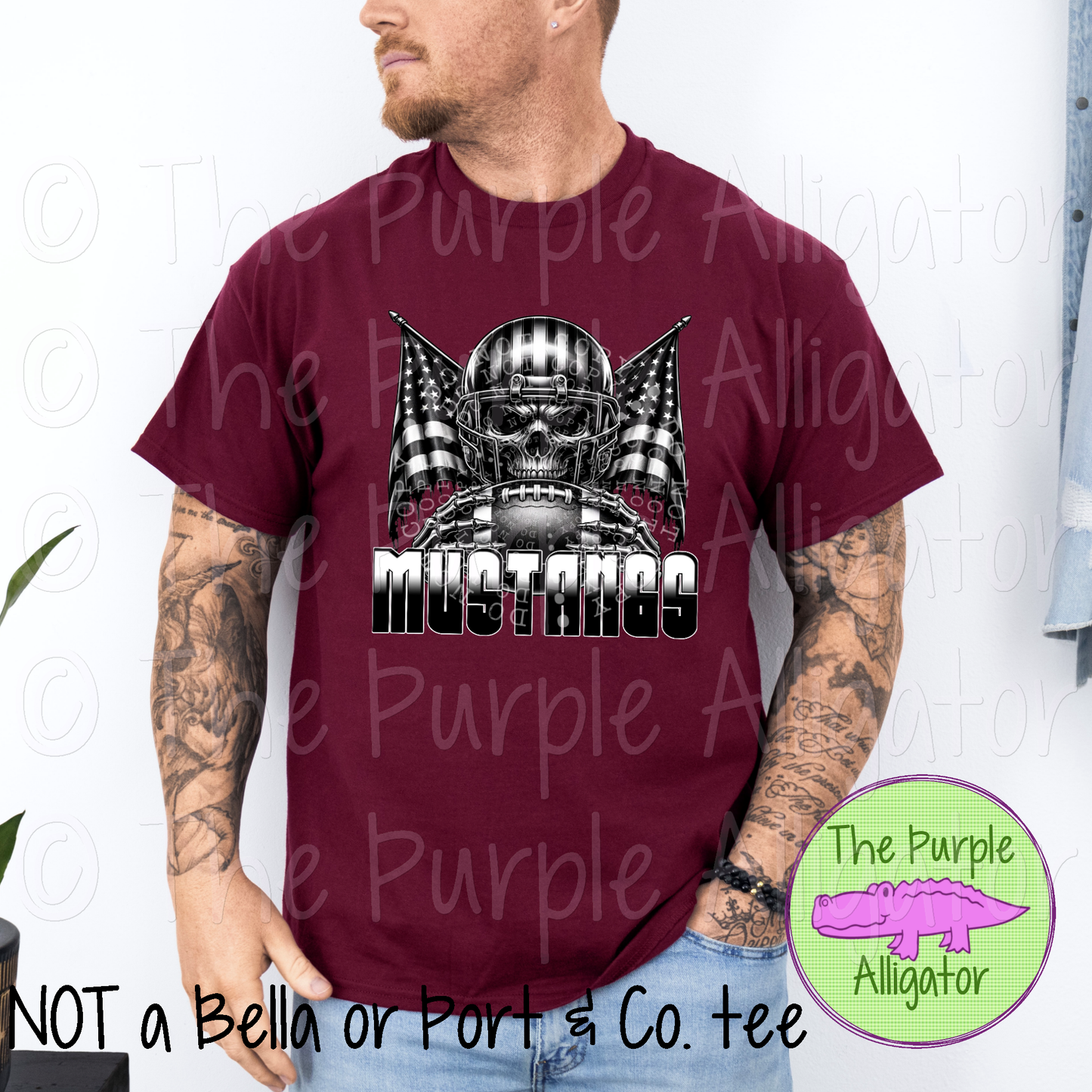 Flags Skull Football Mustangs Mascot School Spirit (d2f PHDC)