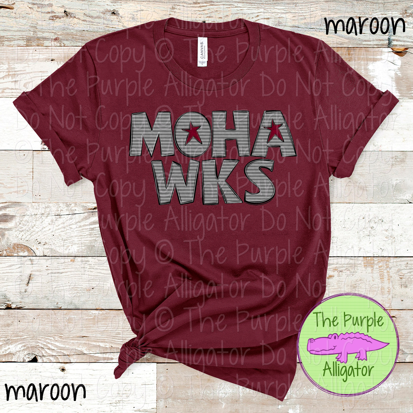 Mohawks All Star Gray Stripe Mascot Spirit Wear Design 0325 (d2f TPA)