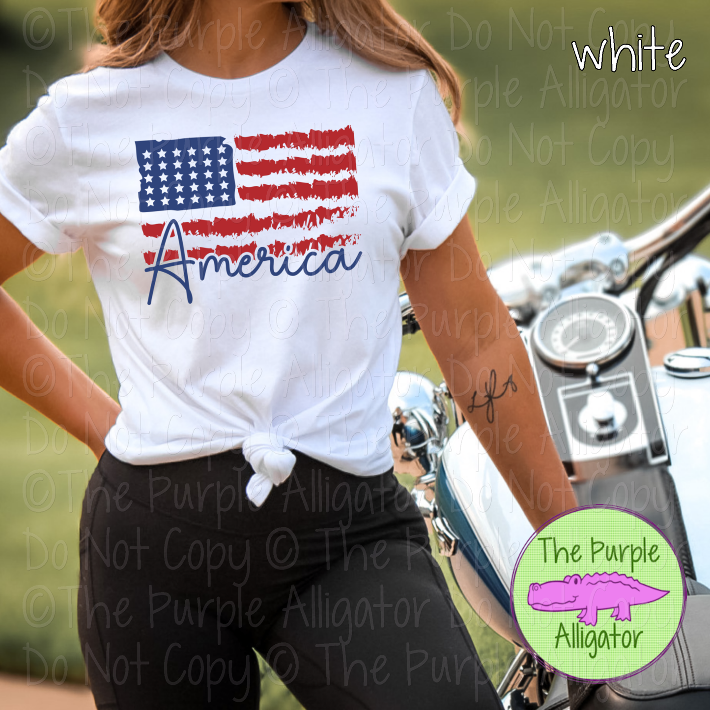 America Flag Patriotic Red White & Blue Summer Graphic Apparel 0524 R