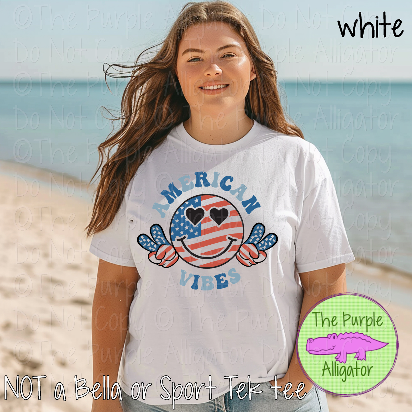 American Vibes Patriotic Smiley Face Summer Beach Graphic Apparel 0524 R