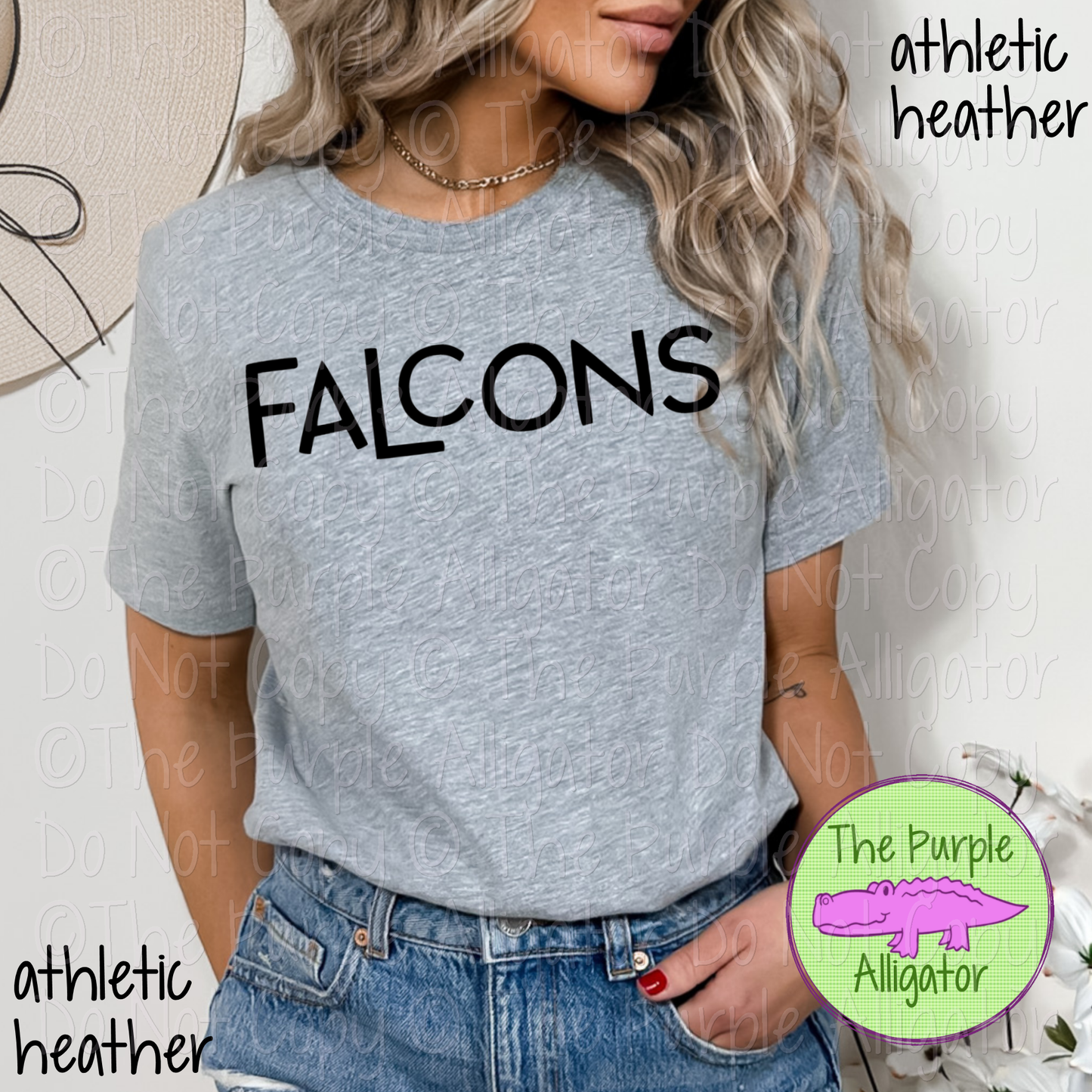 Falcons Argy Mascot Hand-Drawn Style Custom Choose-Your-Color School Spirit Design 0225 (d2f TPA)