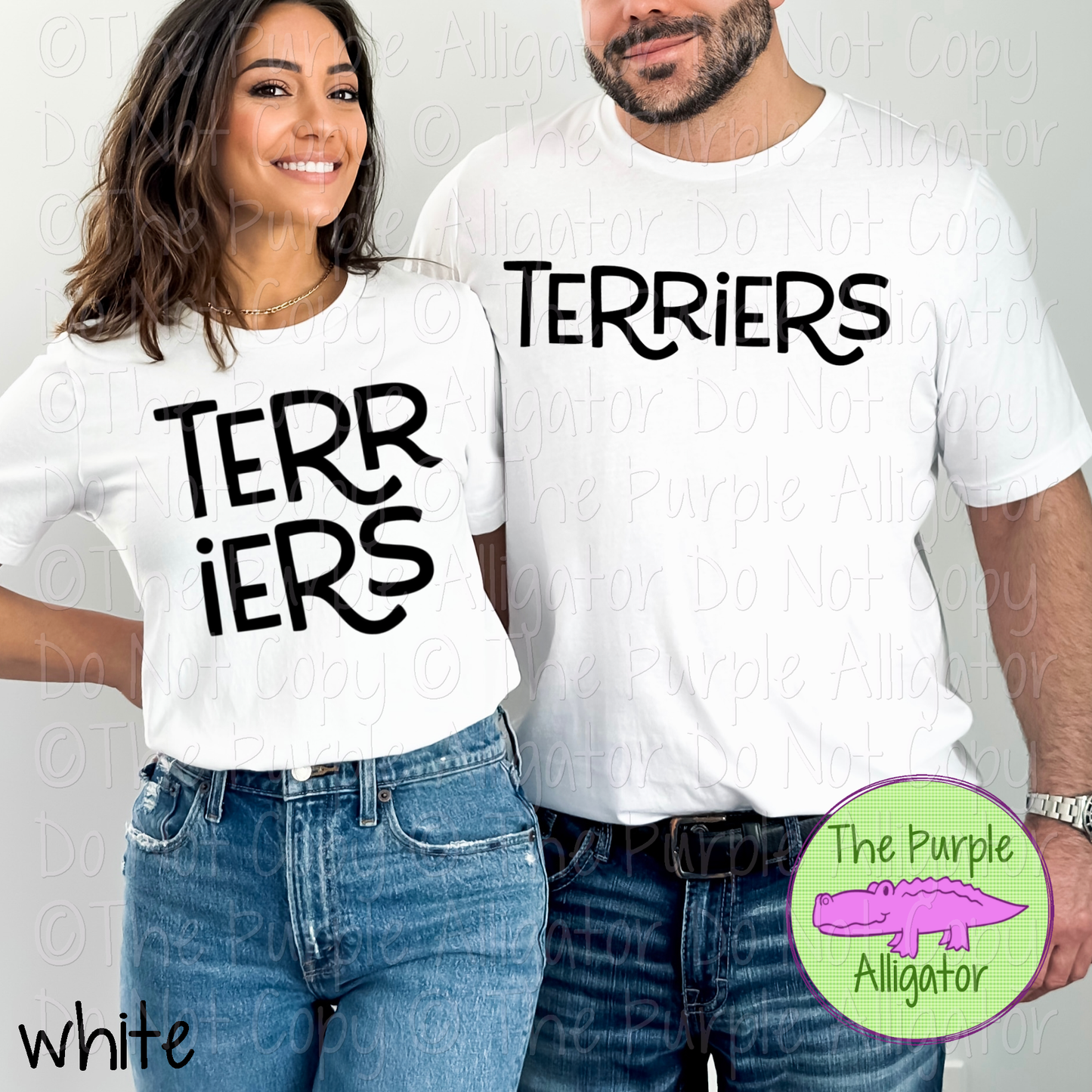 Terriers Argy Mascot School Spirit Wear CHOOSE YOUR TEXT COLOR 0225 (d2f TPA)