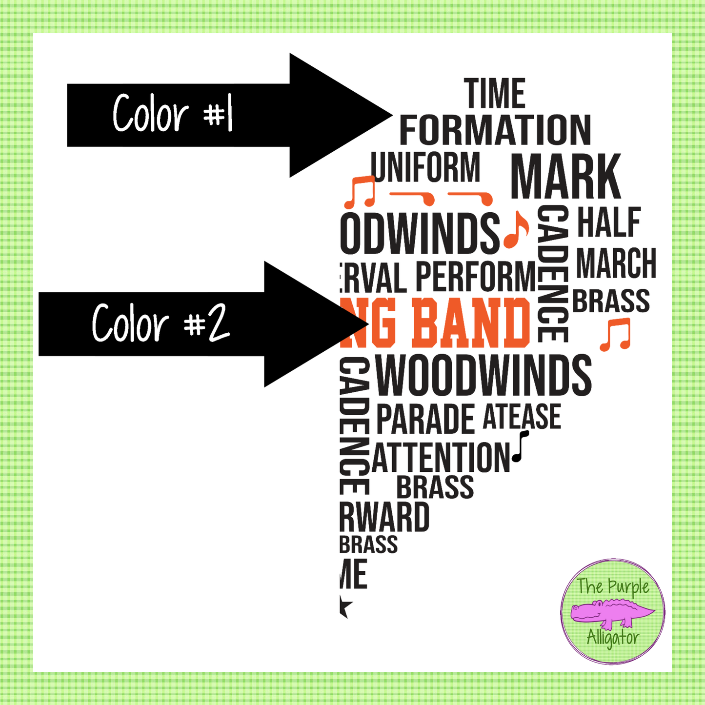 Marching Band Word Art Heart - CHOOSE YOUR DESIGN COLORS 0824 (d2f CF)