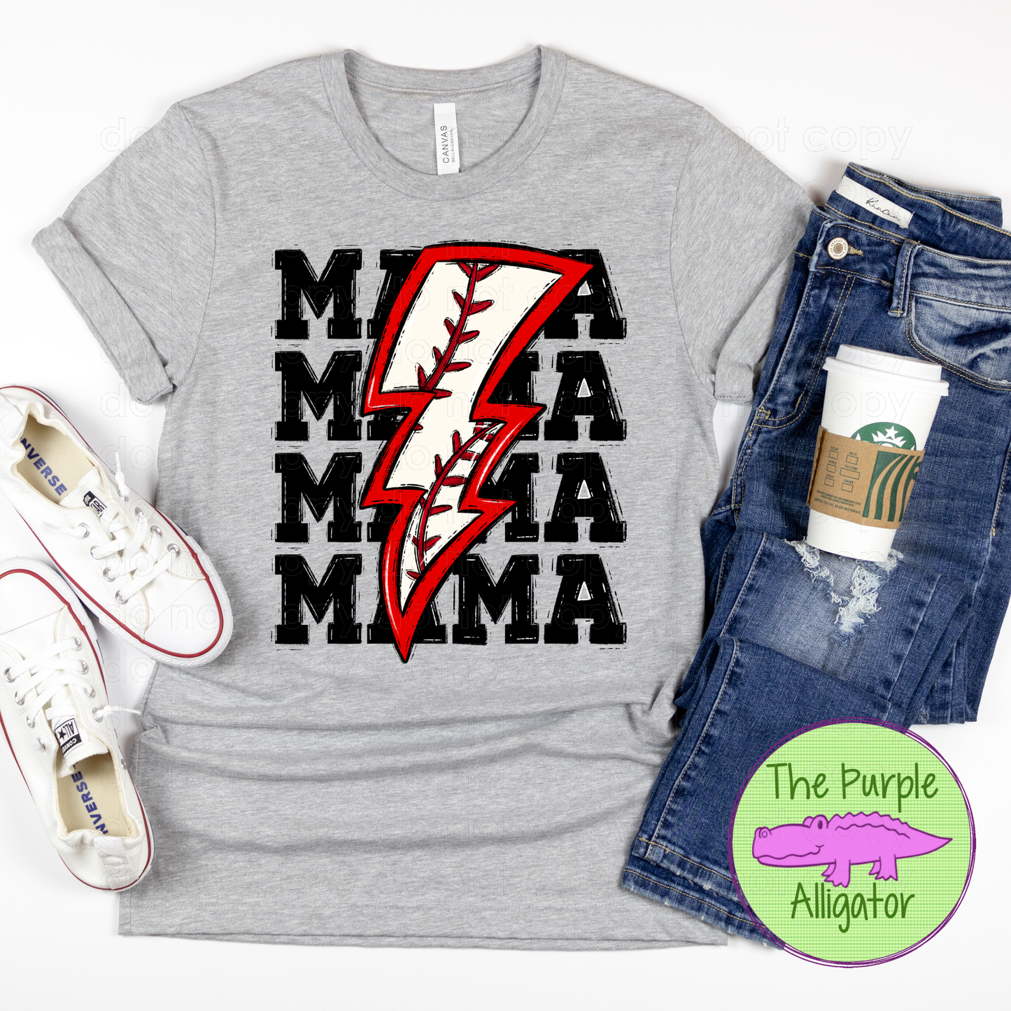 Baseball Mama Red Lightning Bolt (d2f EPC)