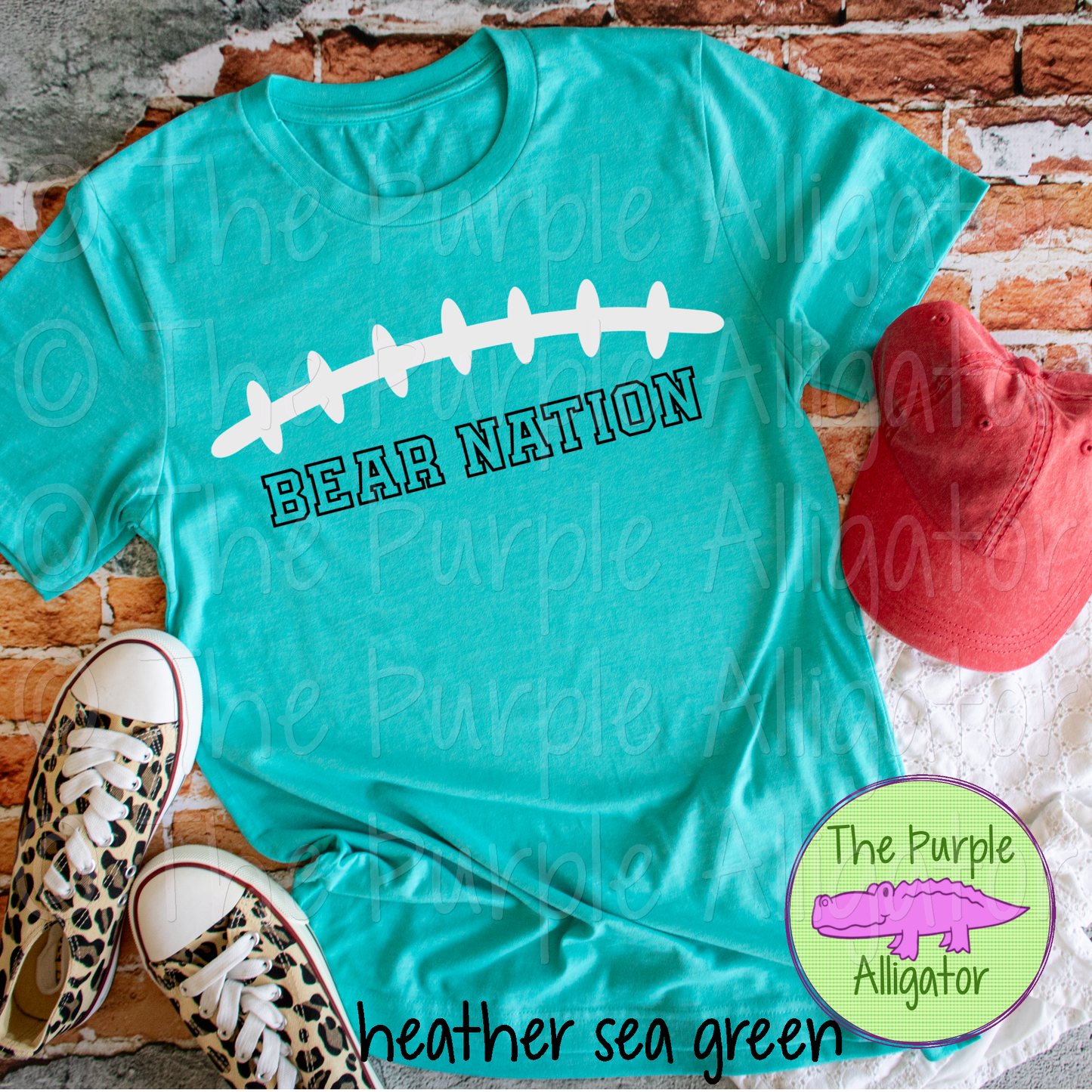 Bear Nation Football Laces Mascot School Spirit - CHOOSE YOUR TEXT COLOR (d2f TPA)
