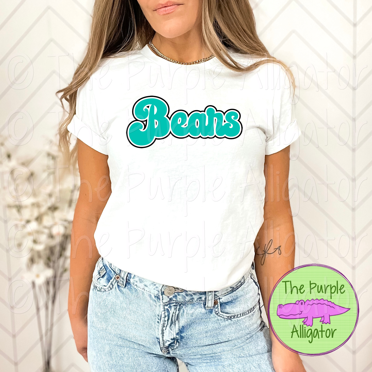 Bears Retro Bubble | 70s Style Script Spirit Wear Design - CHOOSE YOUR DESIGN COLORS (d2f TPA)