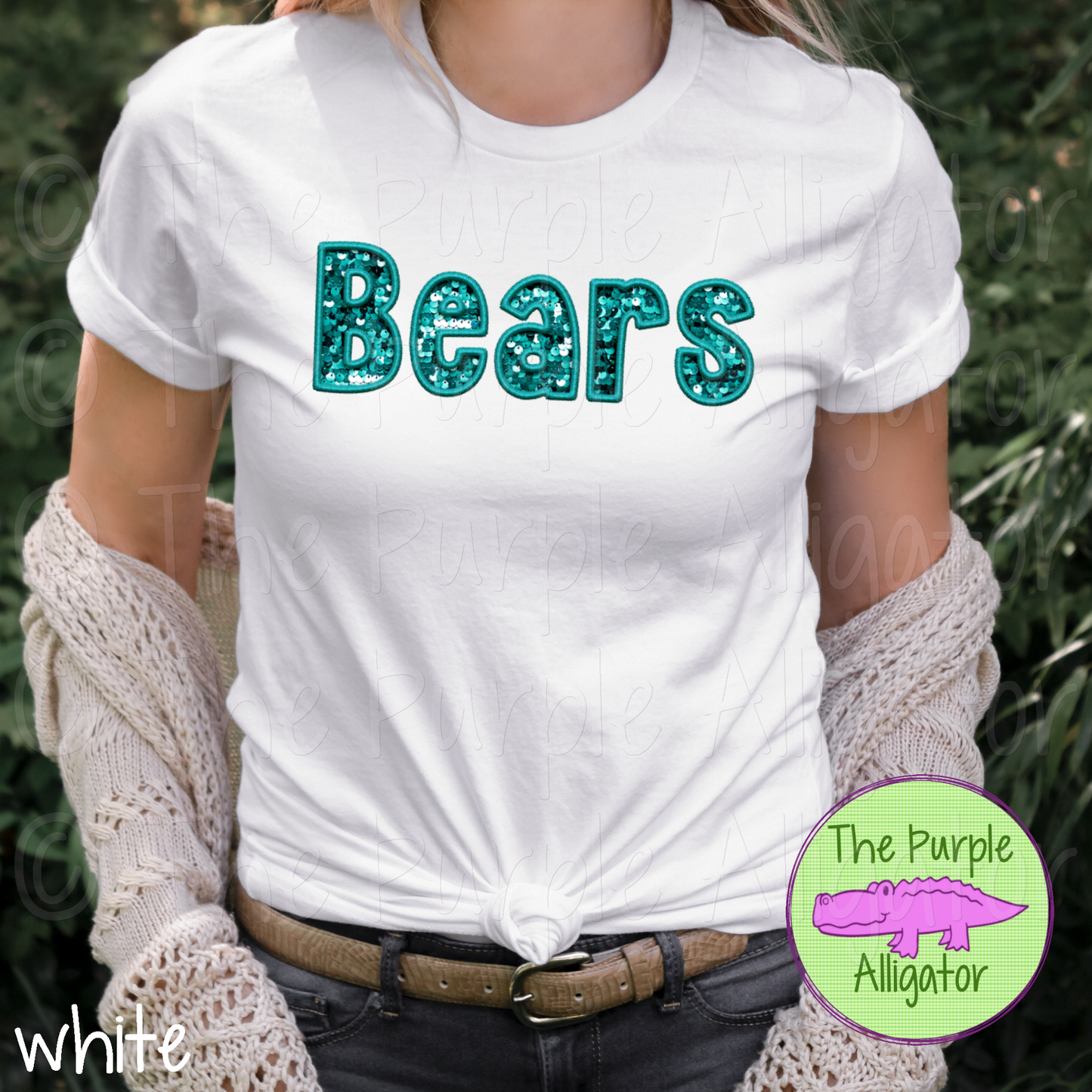 Bears TDR Sequins Faux Sequin Mascot School Spirit - CHOOSE YOUR SEQUINS COLOR (d2f TPA)