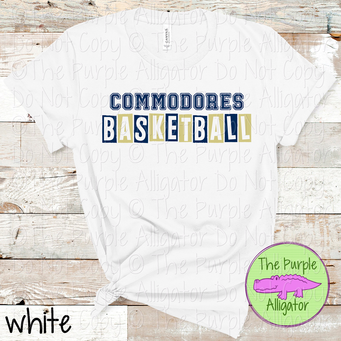Commodores Basketball Halftime – Bold Two-Color Mascot Sports Spirit Wear Design - CHOOSE YOUR DESIGN COLORS - 0925 (d2f TPA)