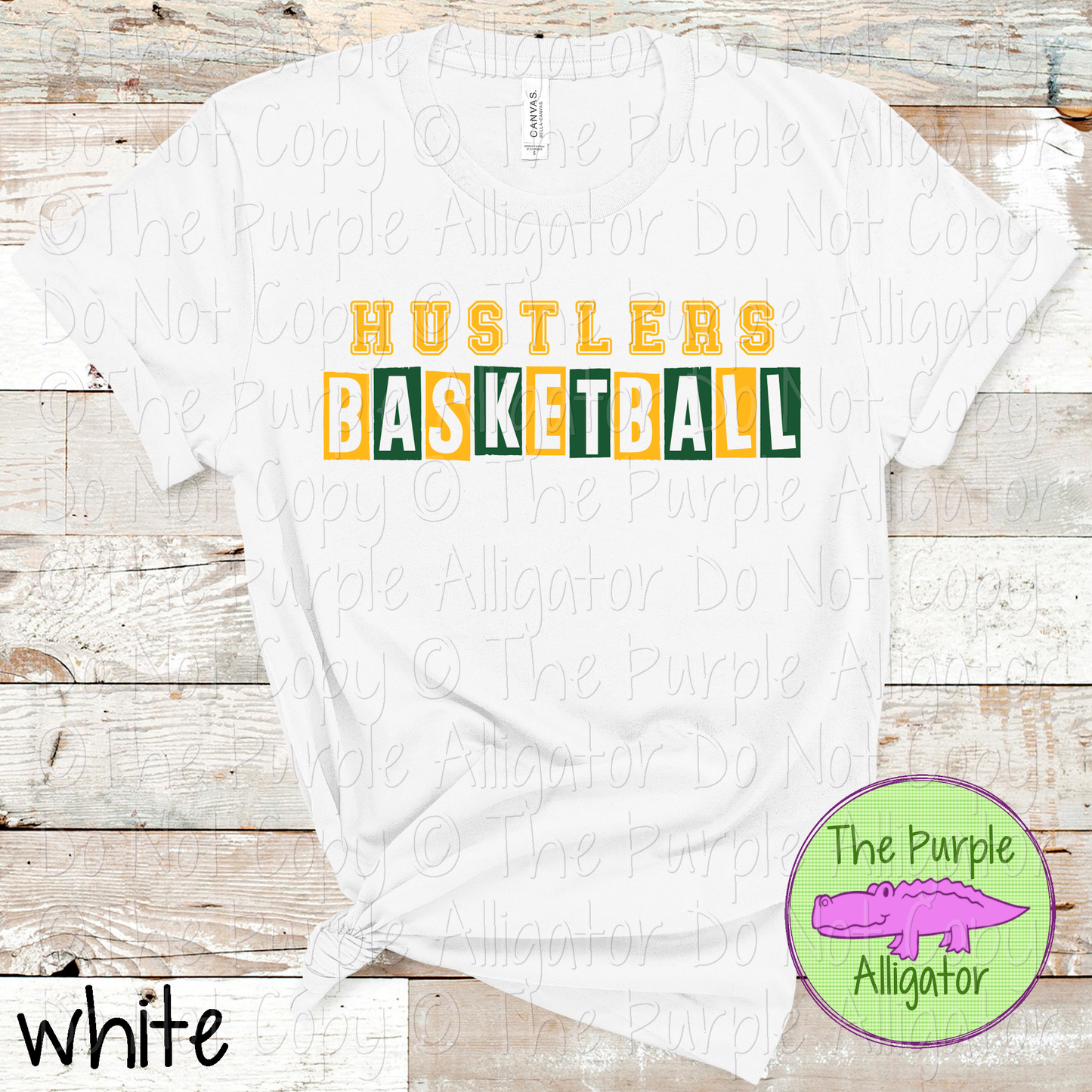 Hustlers Basketball Halftime – Bold Two-Color Mascot Sports Spirit Wear Design - CHOOSE YOUR DESIGN COLORS - 0925 (d2f TPA)
