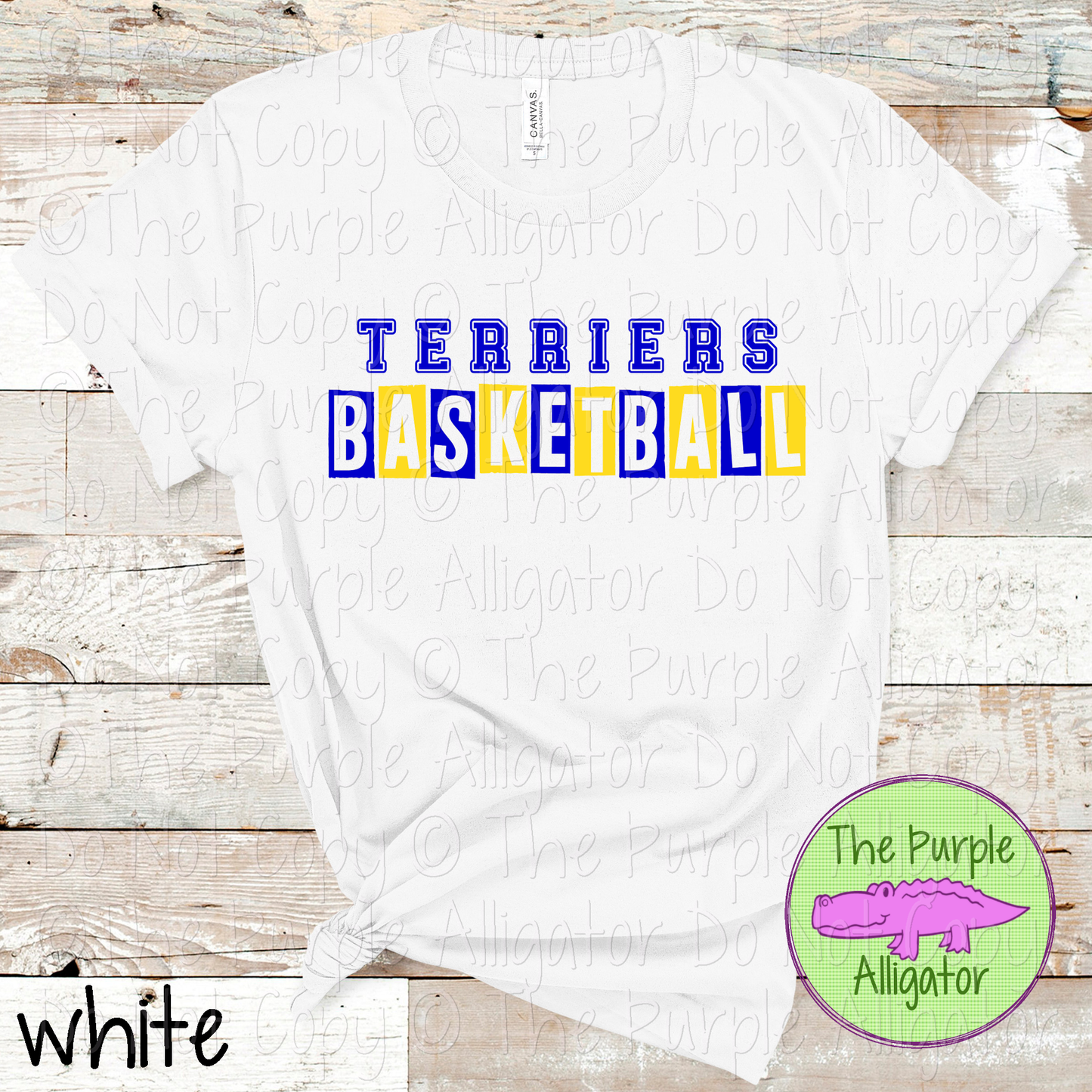 Terriers Basketball Halftime – Bold Two-Color Mascot Sports Spirit Wear Design - CHOOSE YOUR DESIGN COLORS - 0925 (d2f TPA)