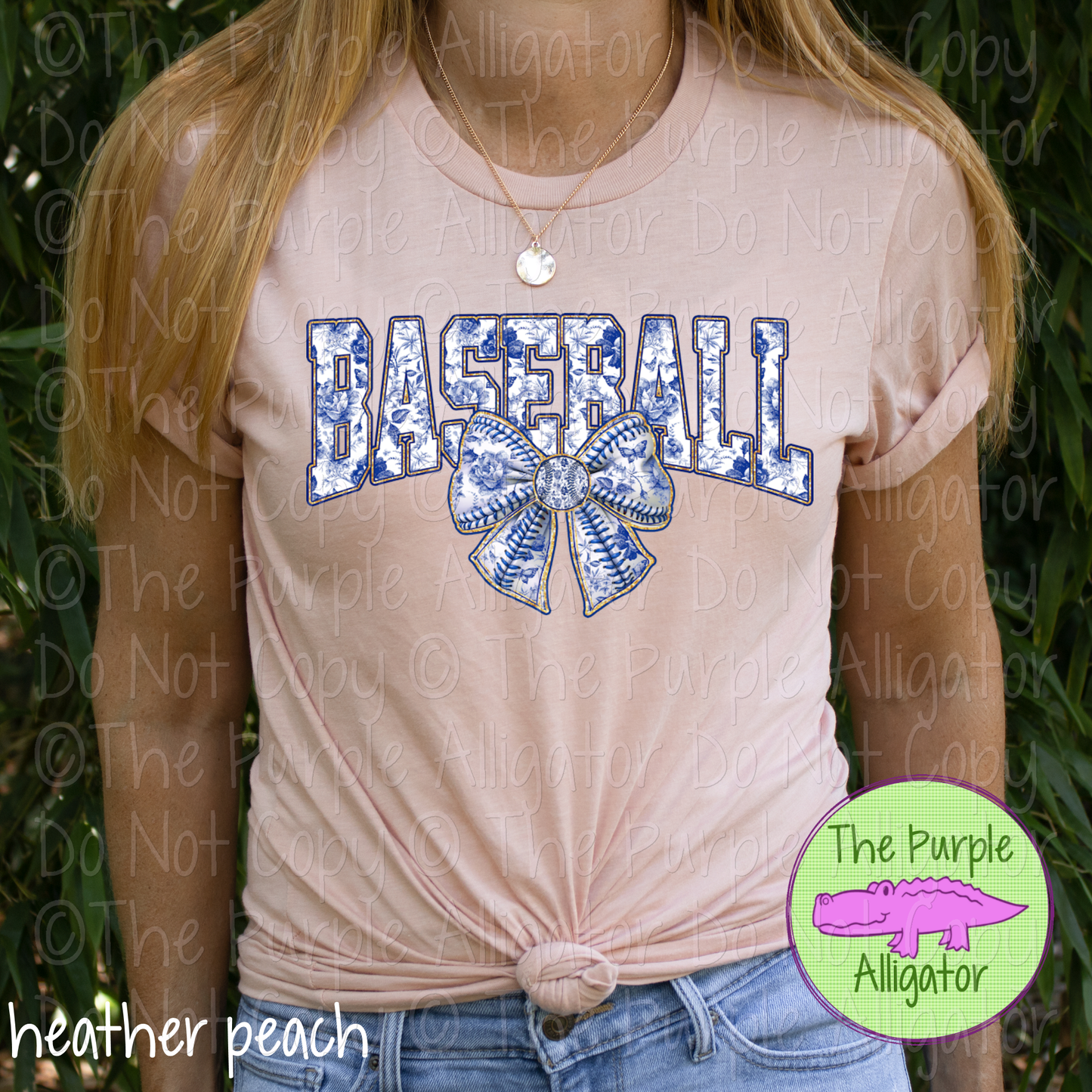 Blue Toile Baseball Coquette Bow 0225 (d2f TRA)