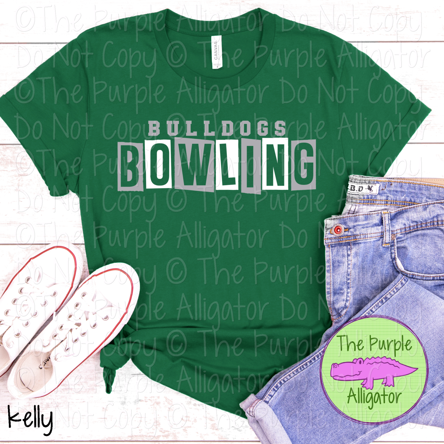 Bulldogs Bowling Halftime Mascot School Spirit Wear Team Gear - CHOOSE YOUR DESIGN COLORS - 0525 (d2f TPA)