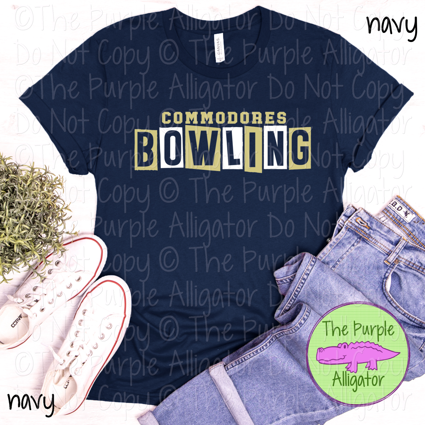 Commodores Bowling Halftime Mascot School Spirit Wear Team Gear - CHOOSE YOUR DESIGN COLORS - 0525 (d2f TPA)