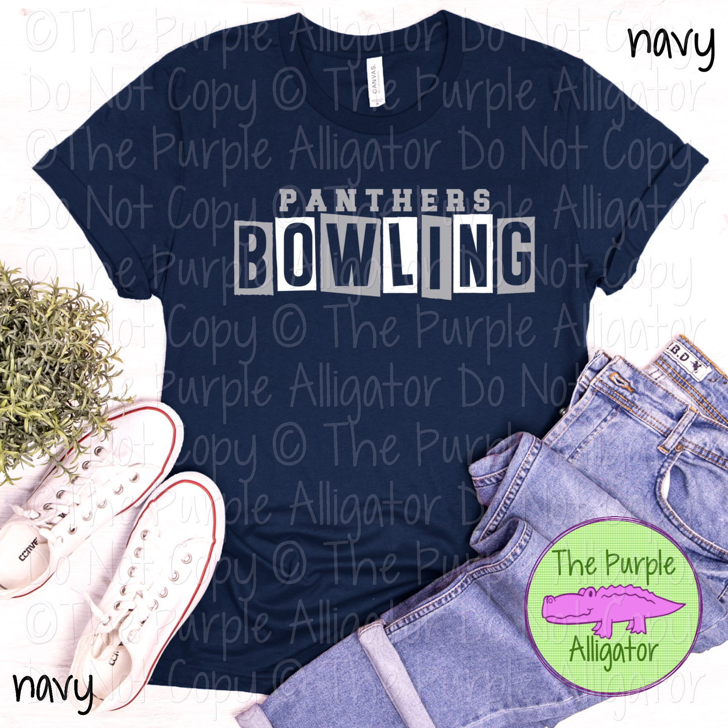 Panthers Bowling Halftime Mascot School Spirit Wear Team Gear - CHOOSE YOUR DESIGN COLORS - 0525 (d2f TPA)