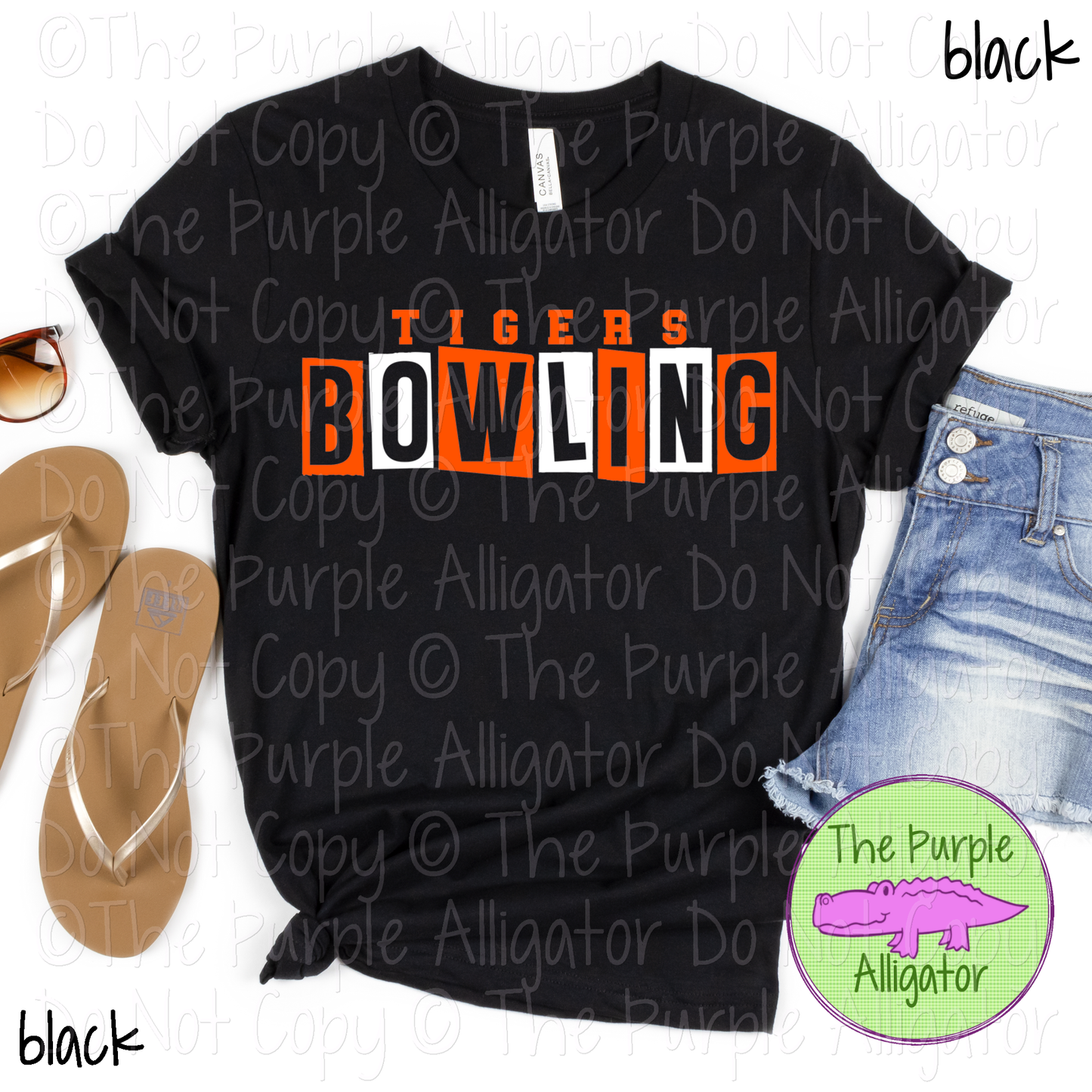 Tigers Bowling Halftime Mascot School Spirit Wear Team Gear - CHOOSE YOUR DESIGN COLORS - 0525 (d2f TPA)