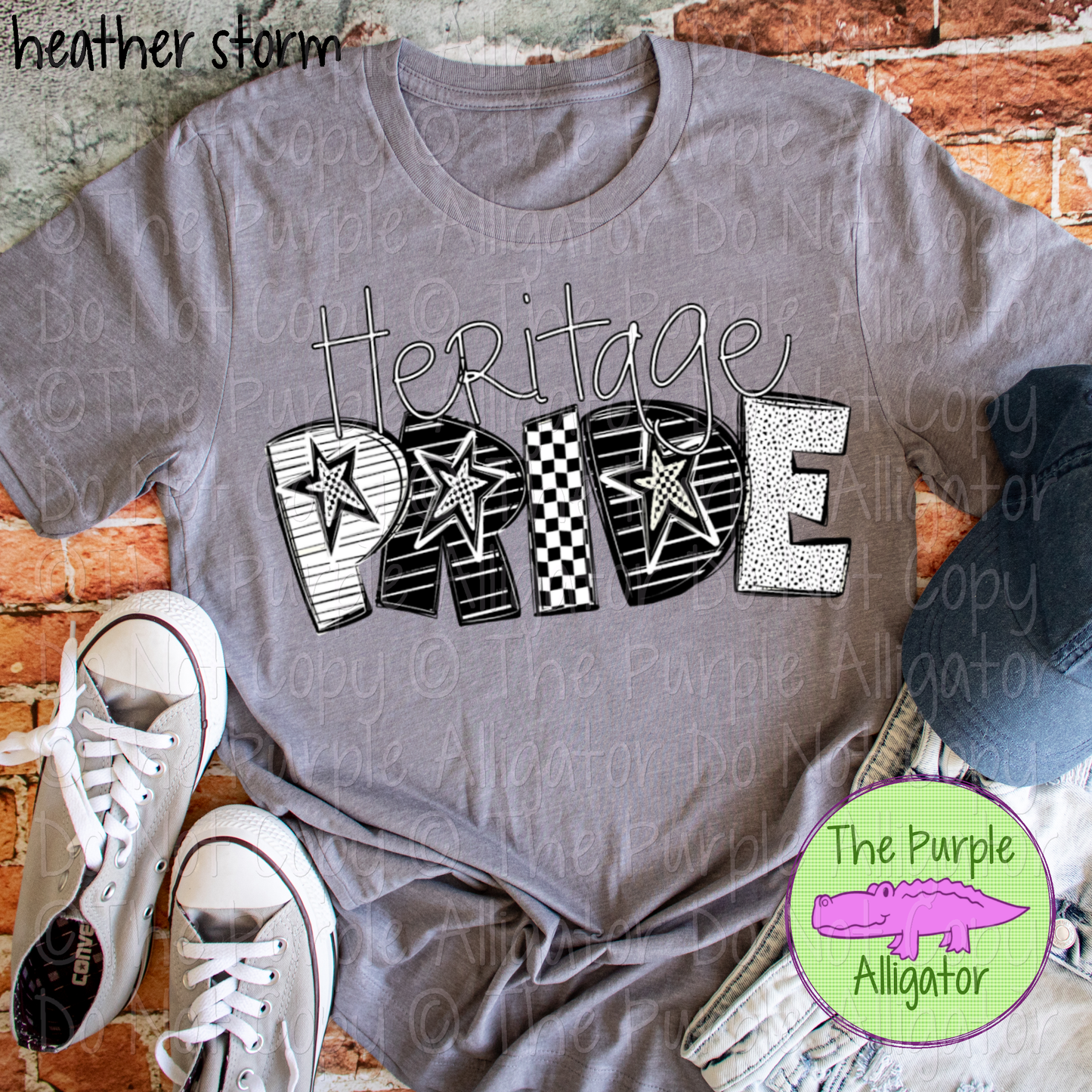 Heritage Pride Black & White Mascot School Spirit Wear Team Gear 0325 (d2f TPA)