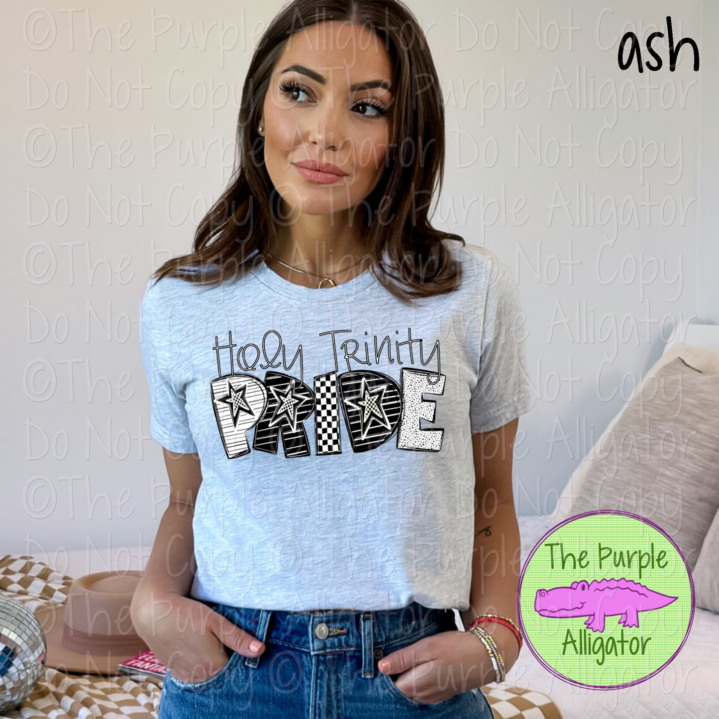 Holy Trinity Pride Black & White Mascot School Spirit Wear Team Gear 0325 (d2f TPA)