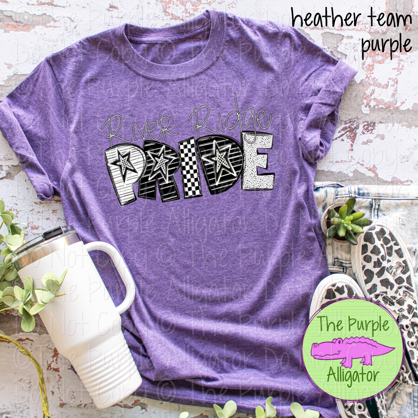 River Ridge Pride Black & White Mascot School Spirit Wear Team Gear 0325 (d2f TPA)