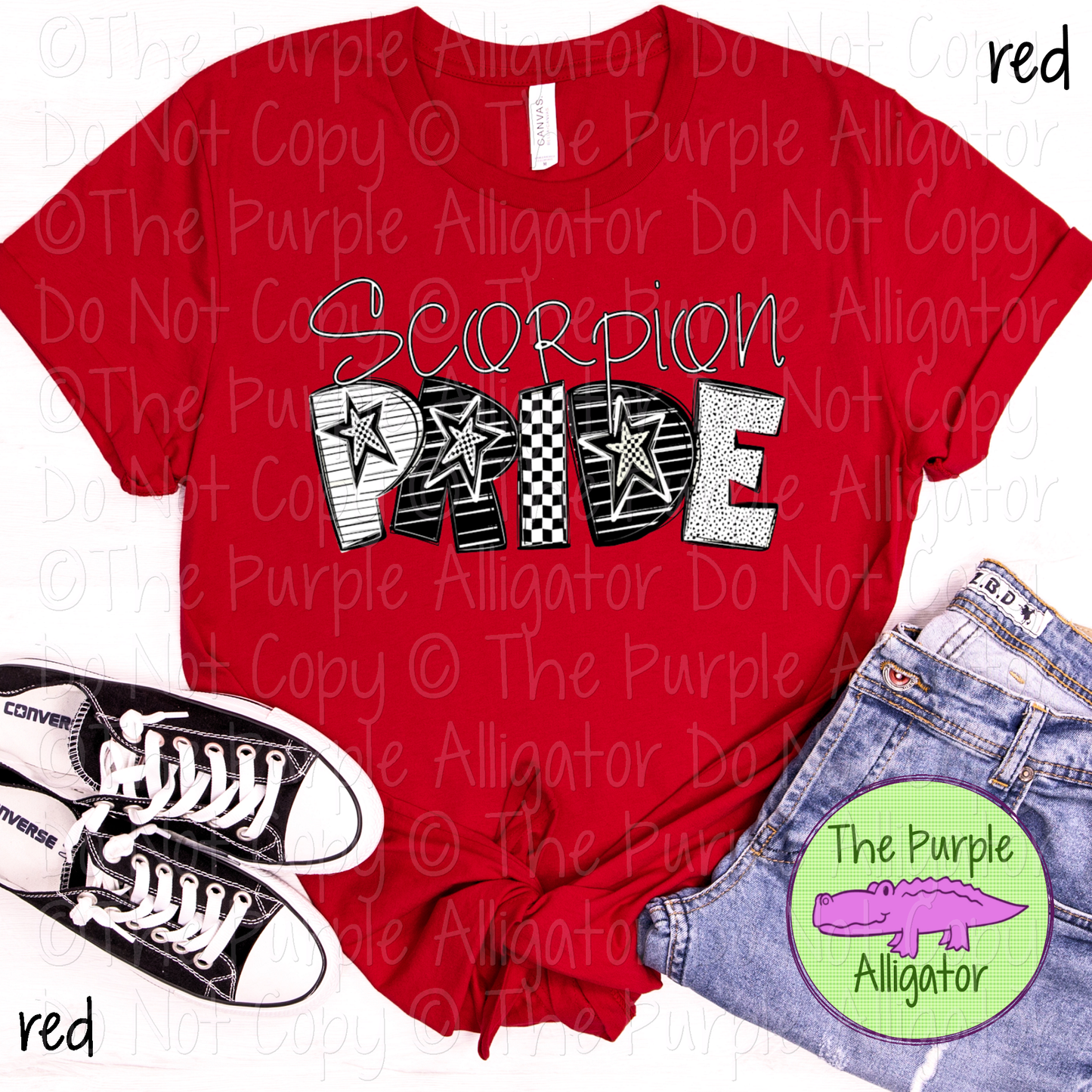 Scorpion Pride Black & White Mascot School Spirit Wear Team Gear 0325 (d2f TPA)